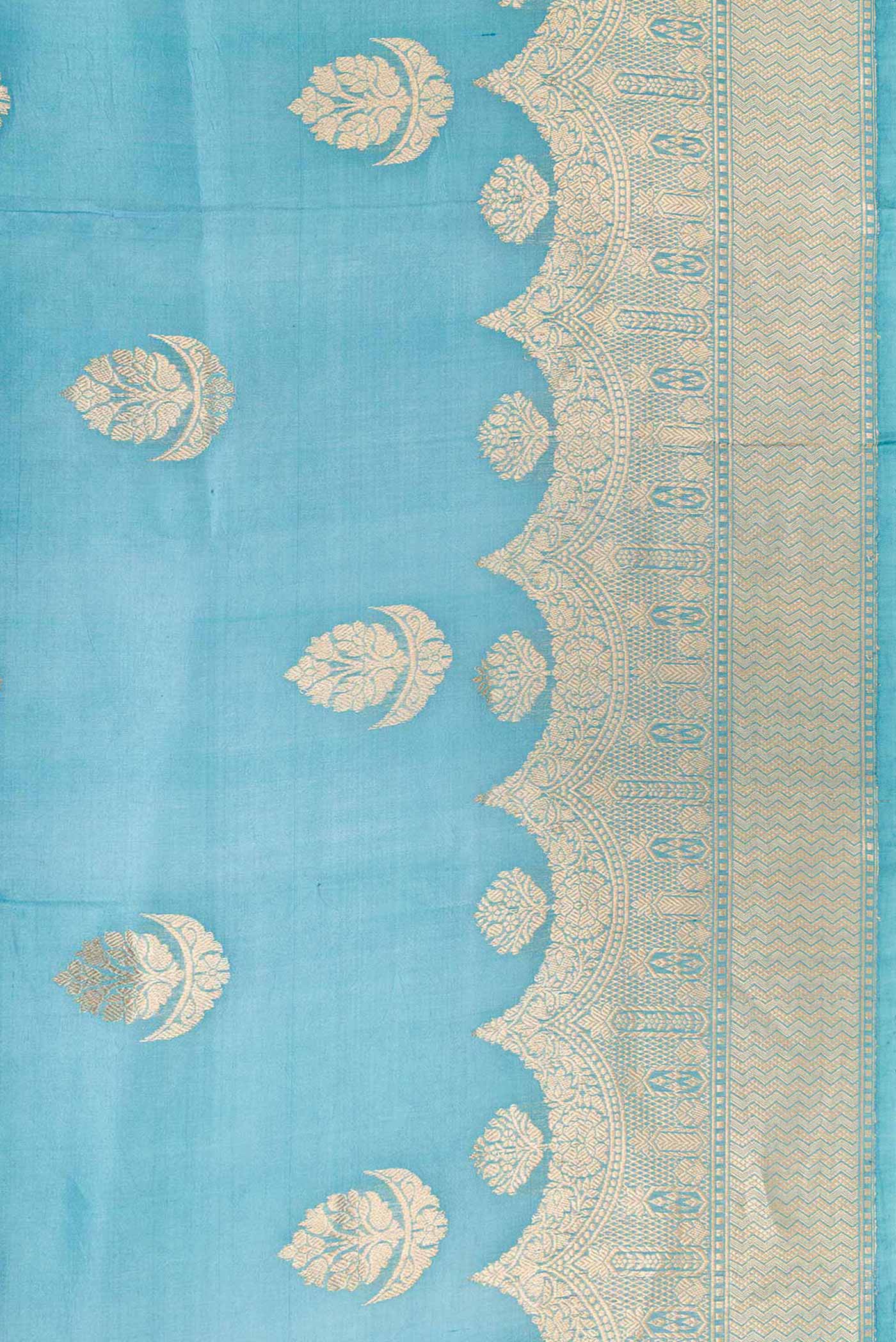 Sky Blue Banarasi Katan Silk Saree - Image 3