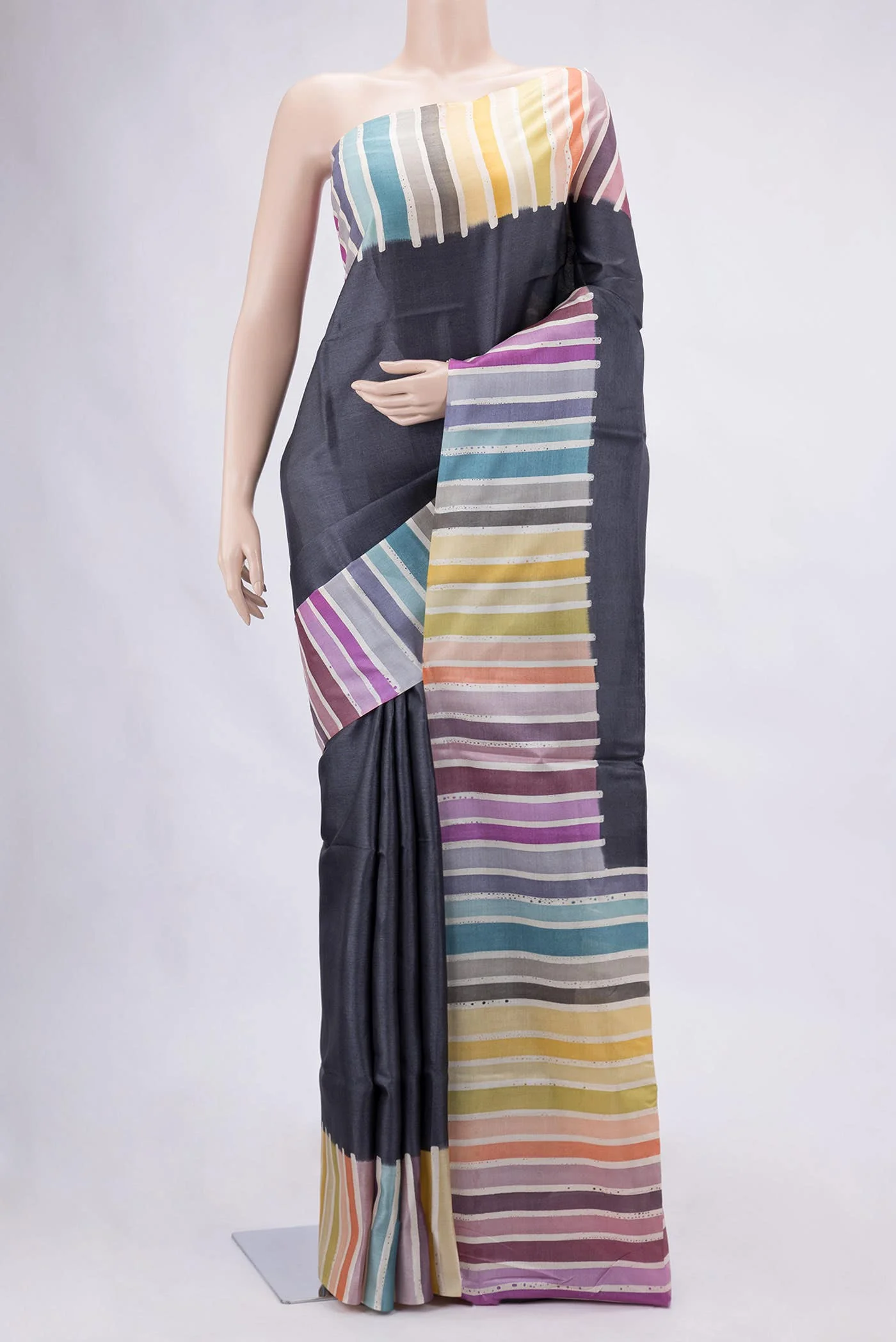 Grey Dual Tone Tussar Silk Saree