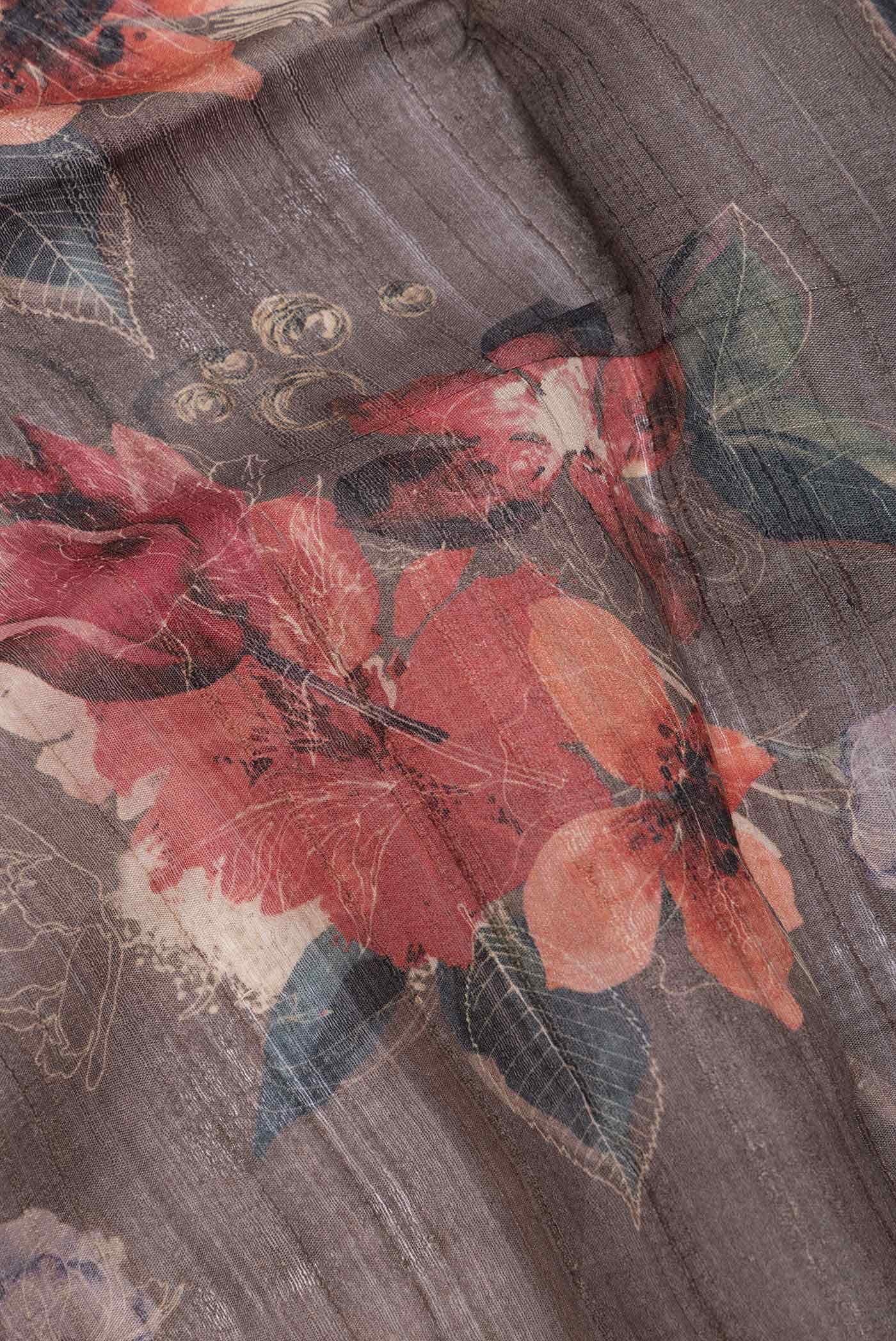 Grey Dual Tone Tussar Silk Saree - Image 2