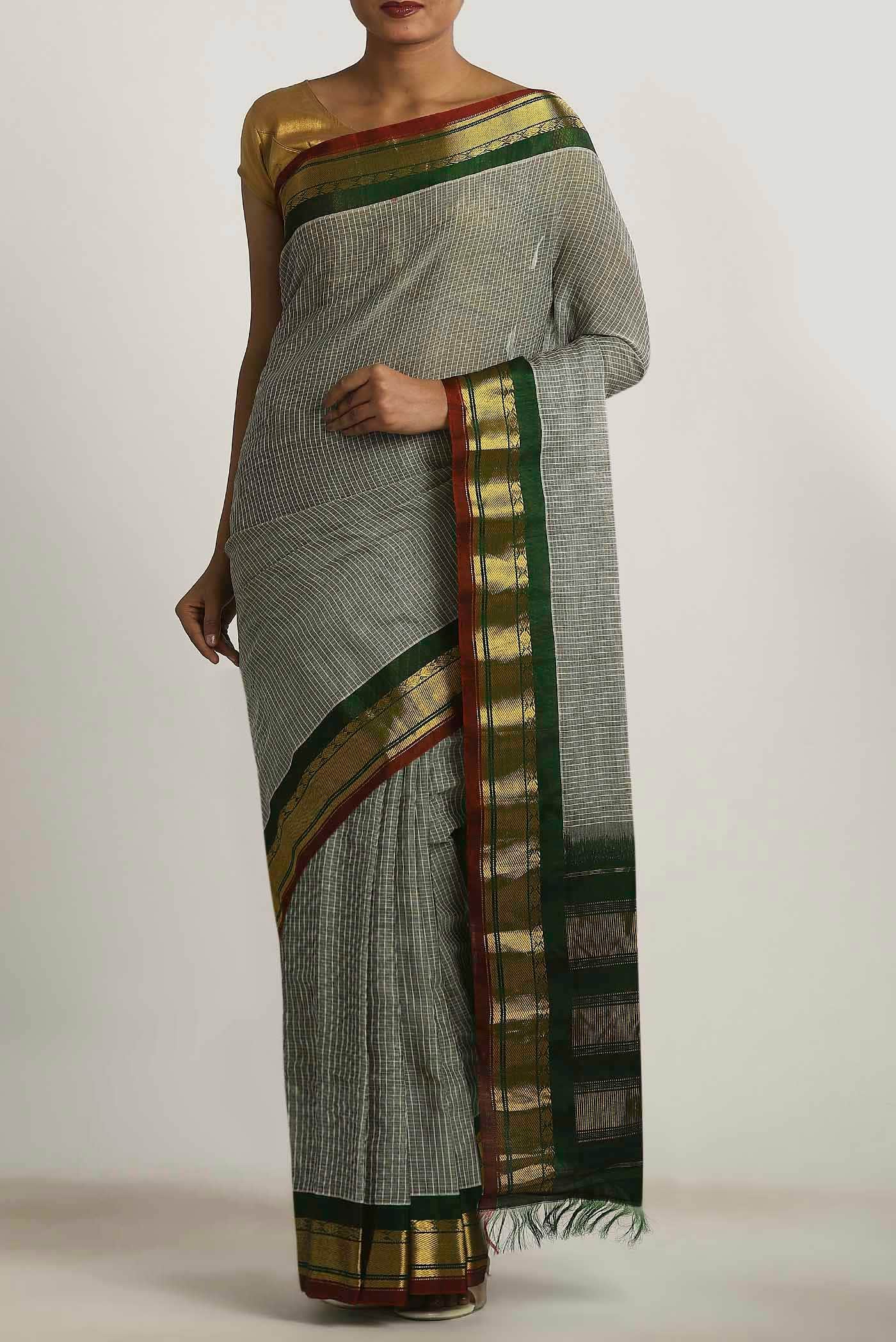 Grey Gadwal cotton Saree