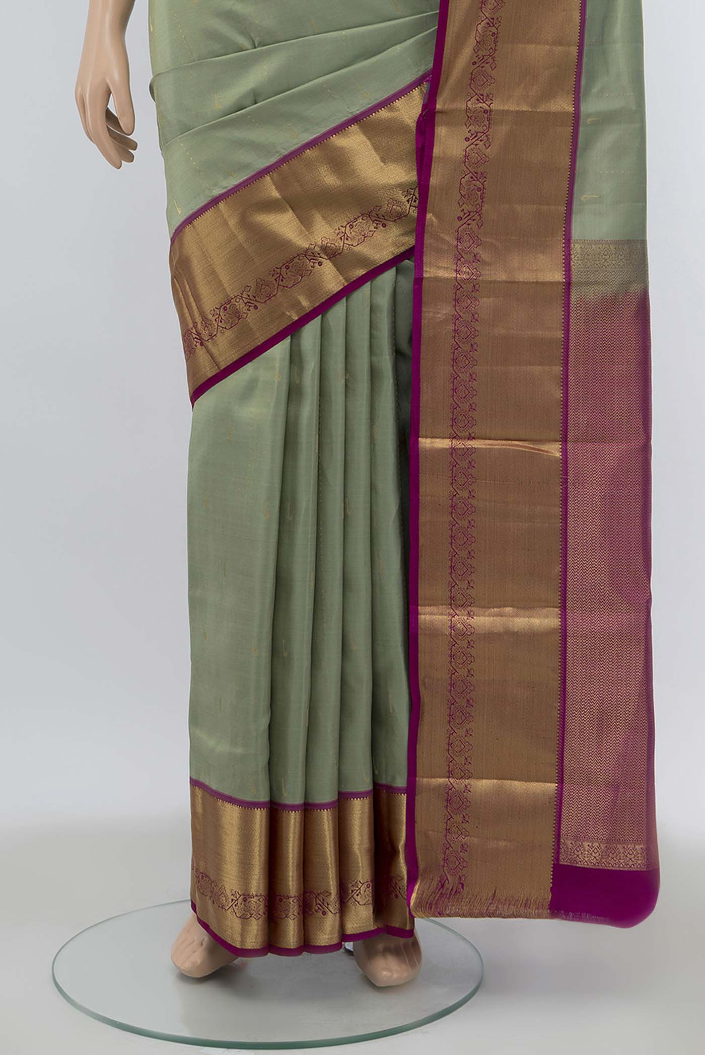 Grey Kanchipuram Silk Saree - Image 3