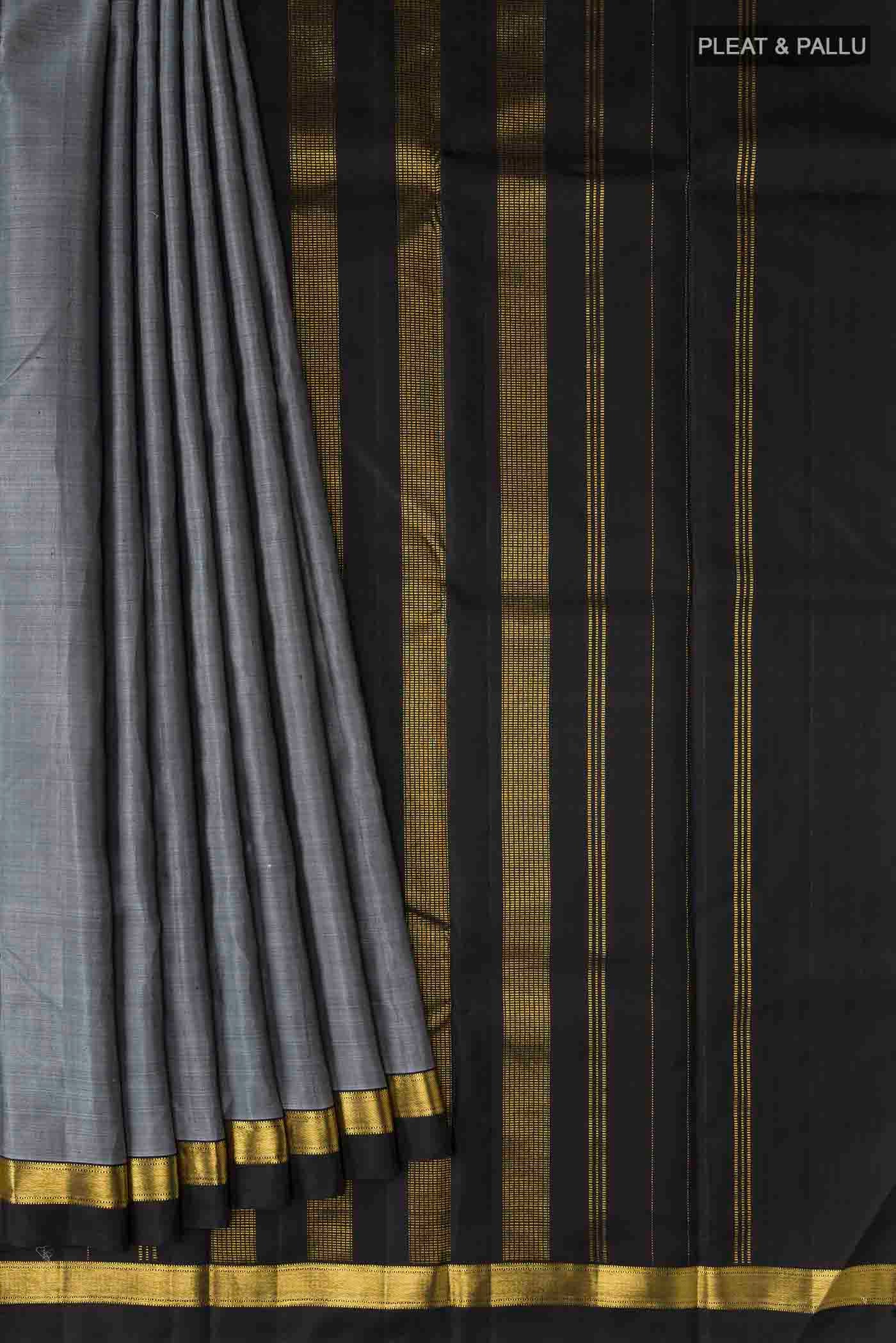 Grey Kanjivaram Silk Saree - Image 4