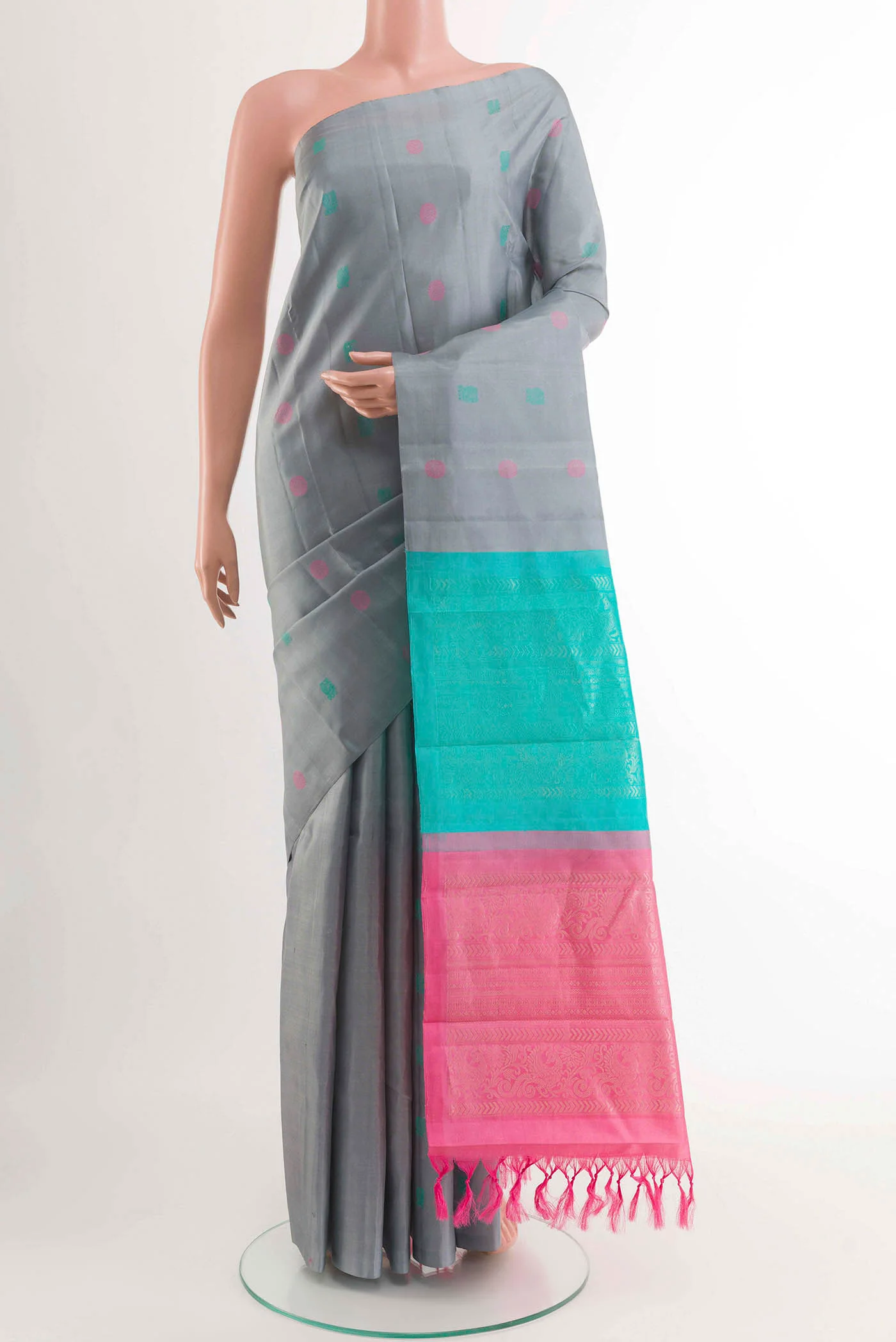 Grey Kanchipuram Silk Saree