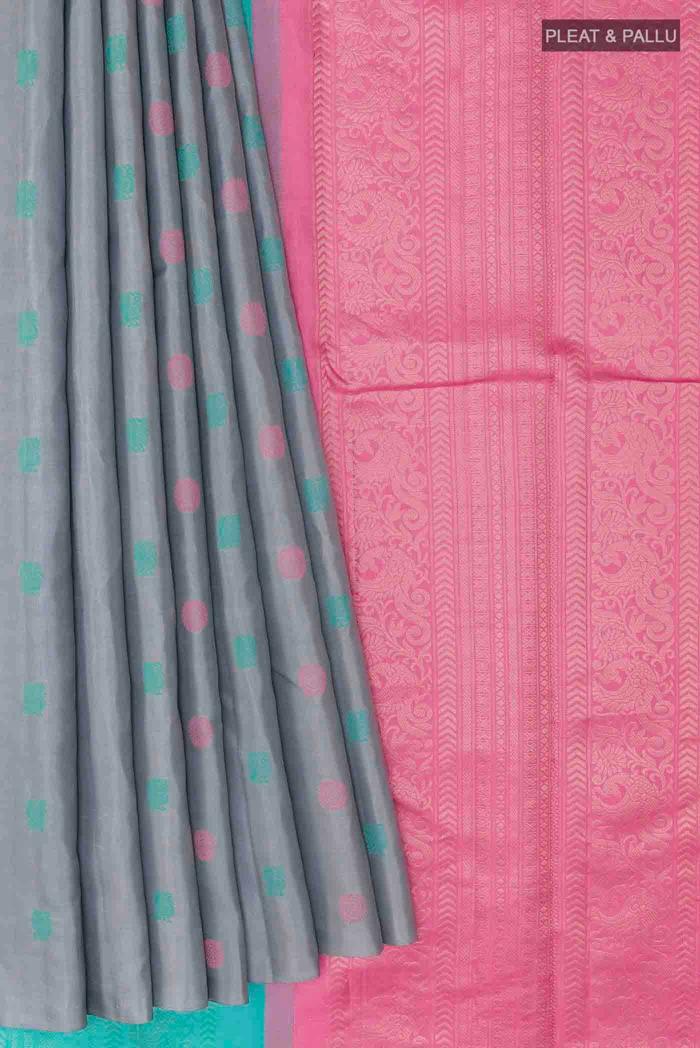Grey Kanchipuram Silk Saree - Image 4