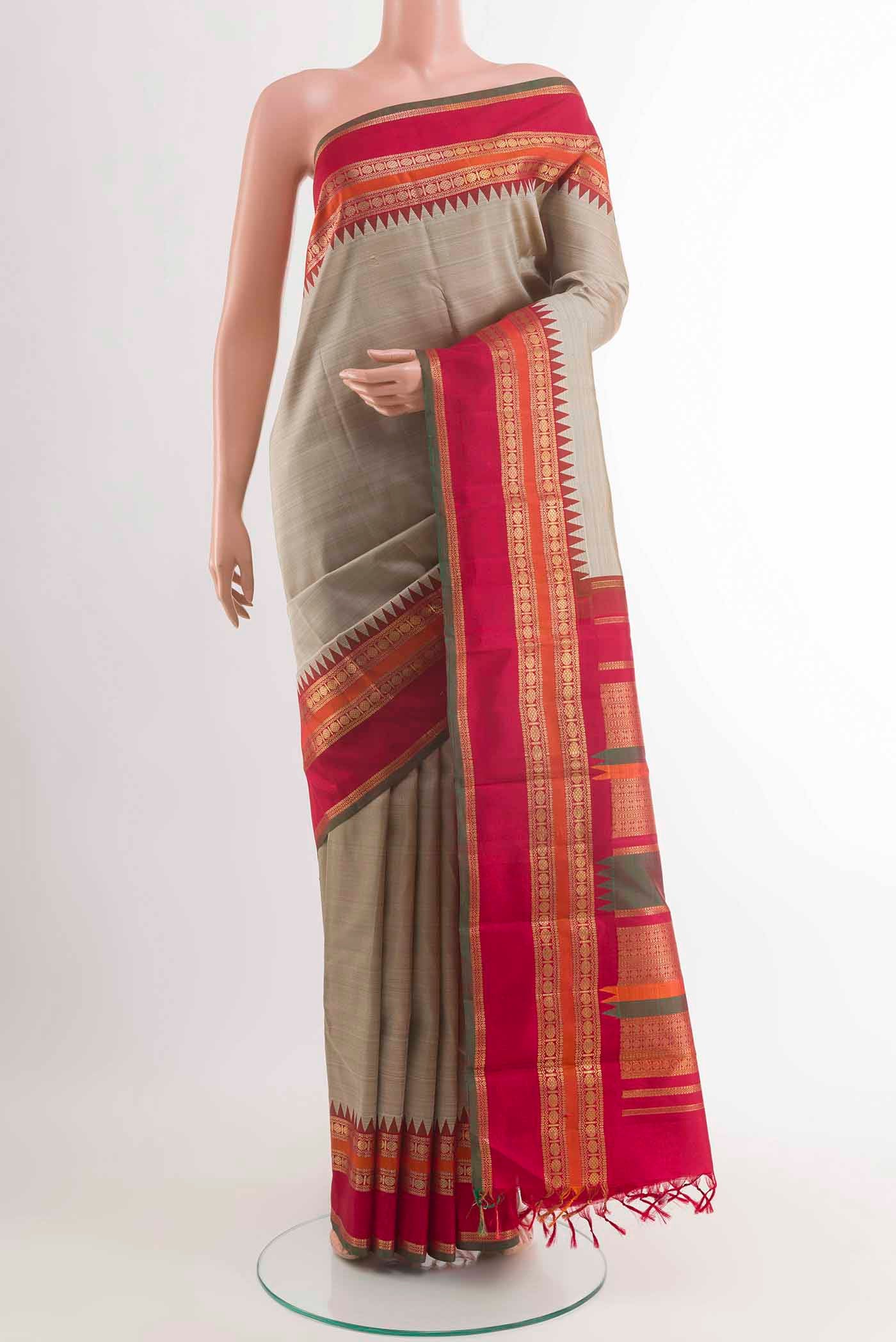 Pure Silk Pure Zari Brown Kanchipuram Saree