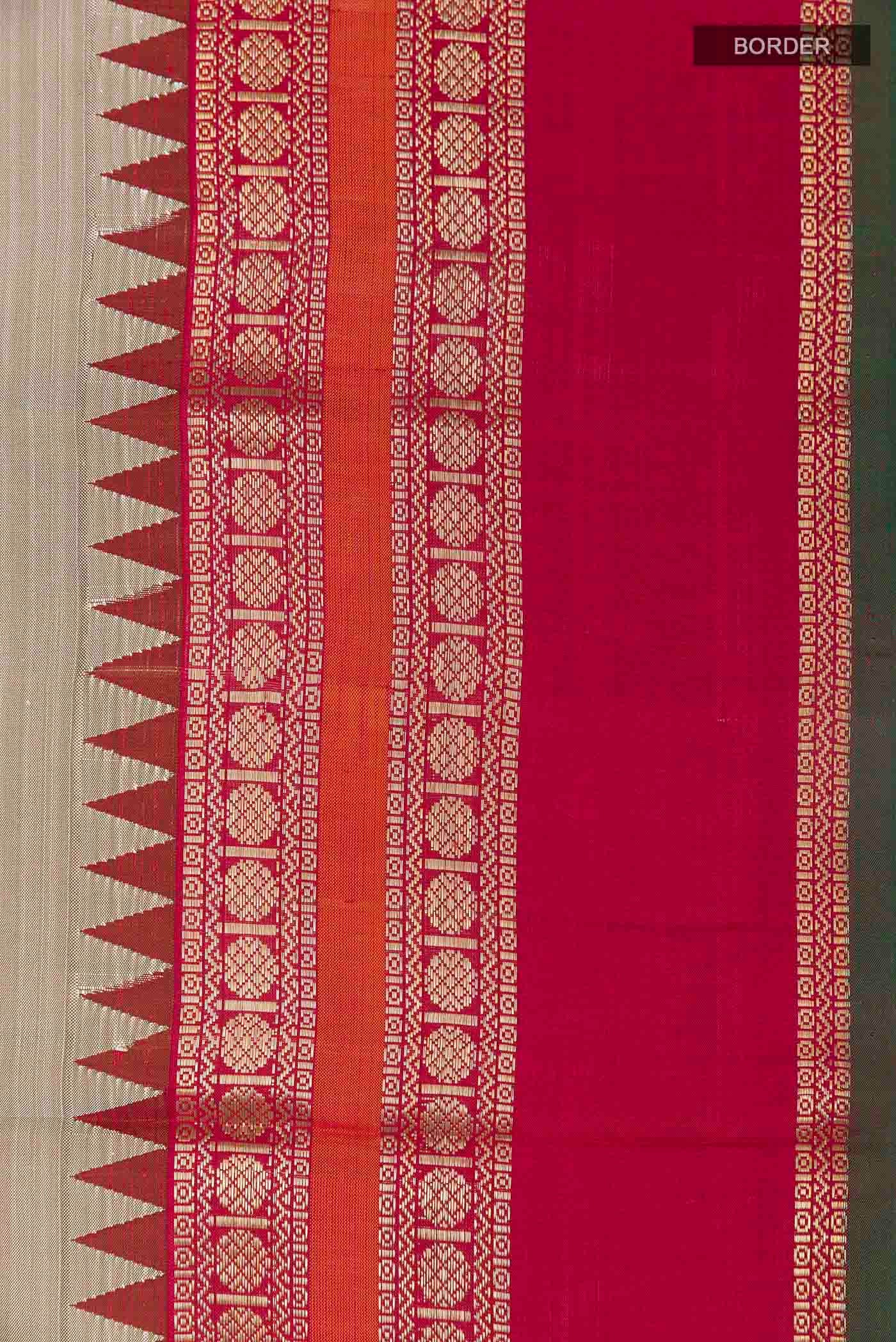 Pure Silk Pure Zari Brown Kanchipuram Saree - Image 3