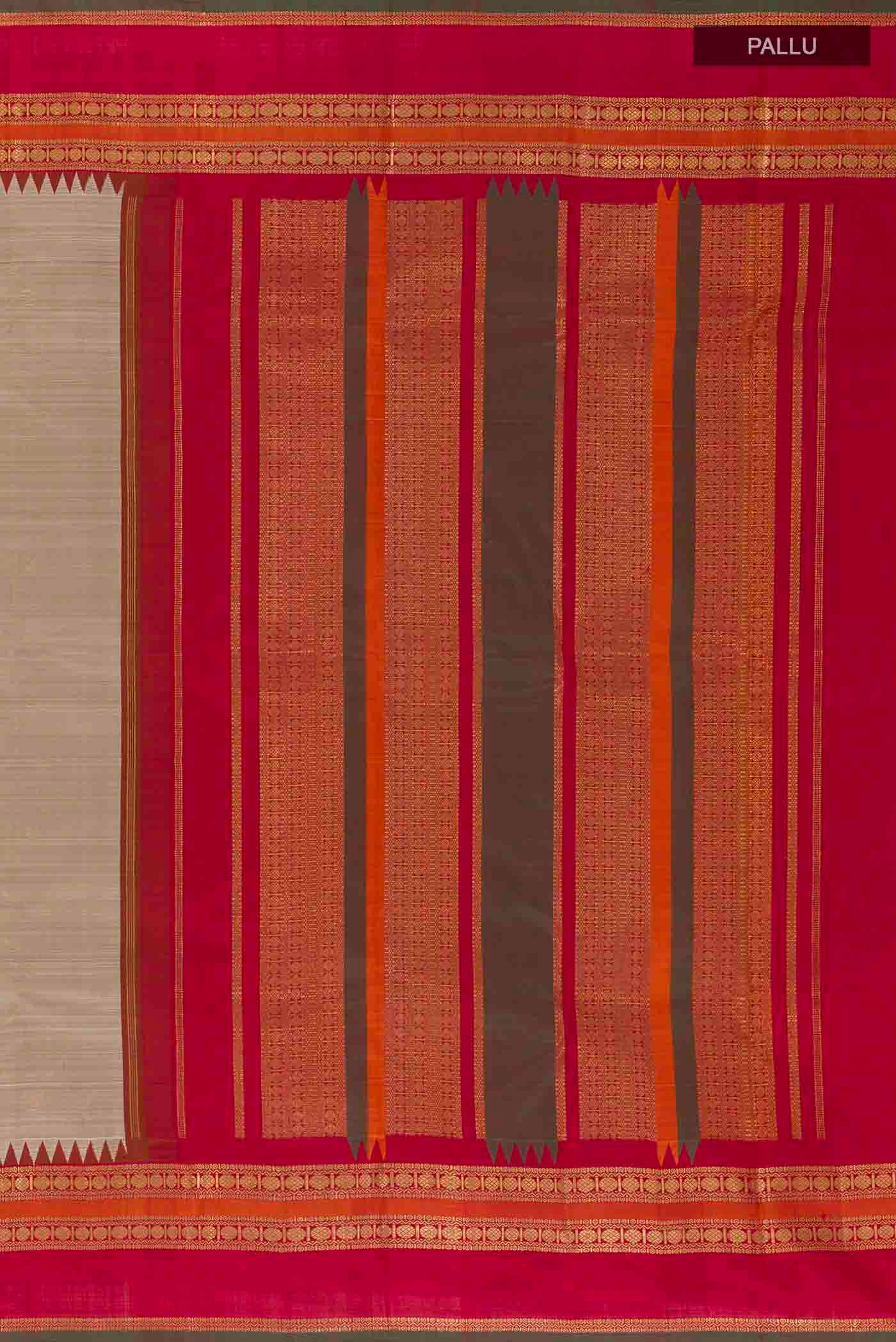 Pure Silk Pure Zari Brown Kanchipuram Saree - Image 7