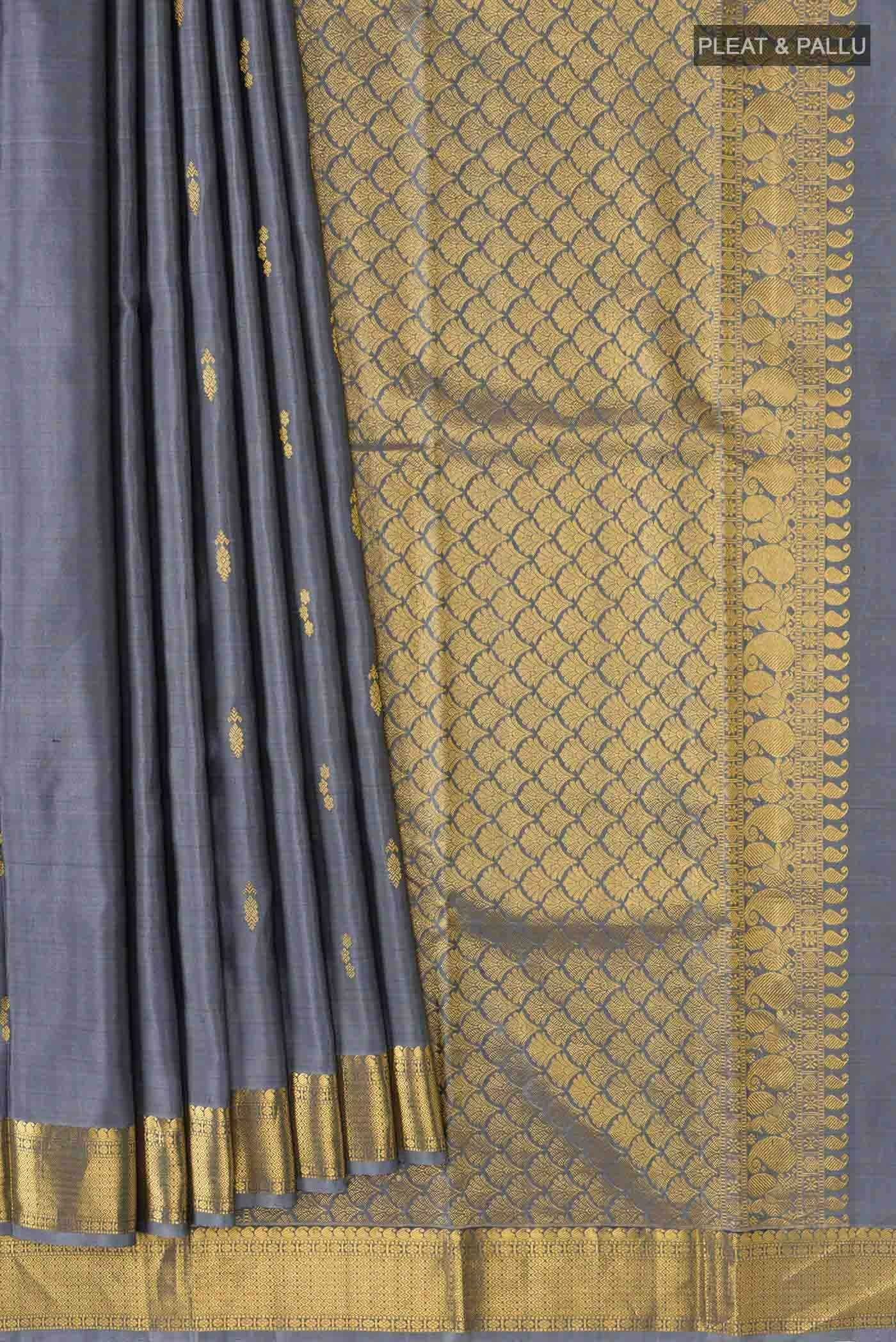 Grey Kanchipuram Silk Saree - Image 2