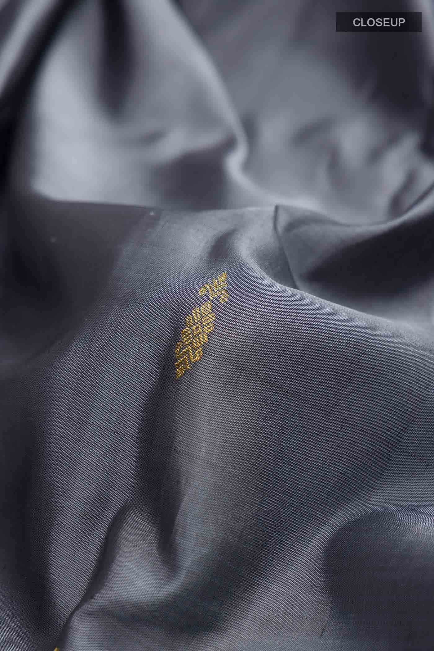 Grey Kanchipuram Silk Saree - Image 3