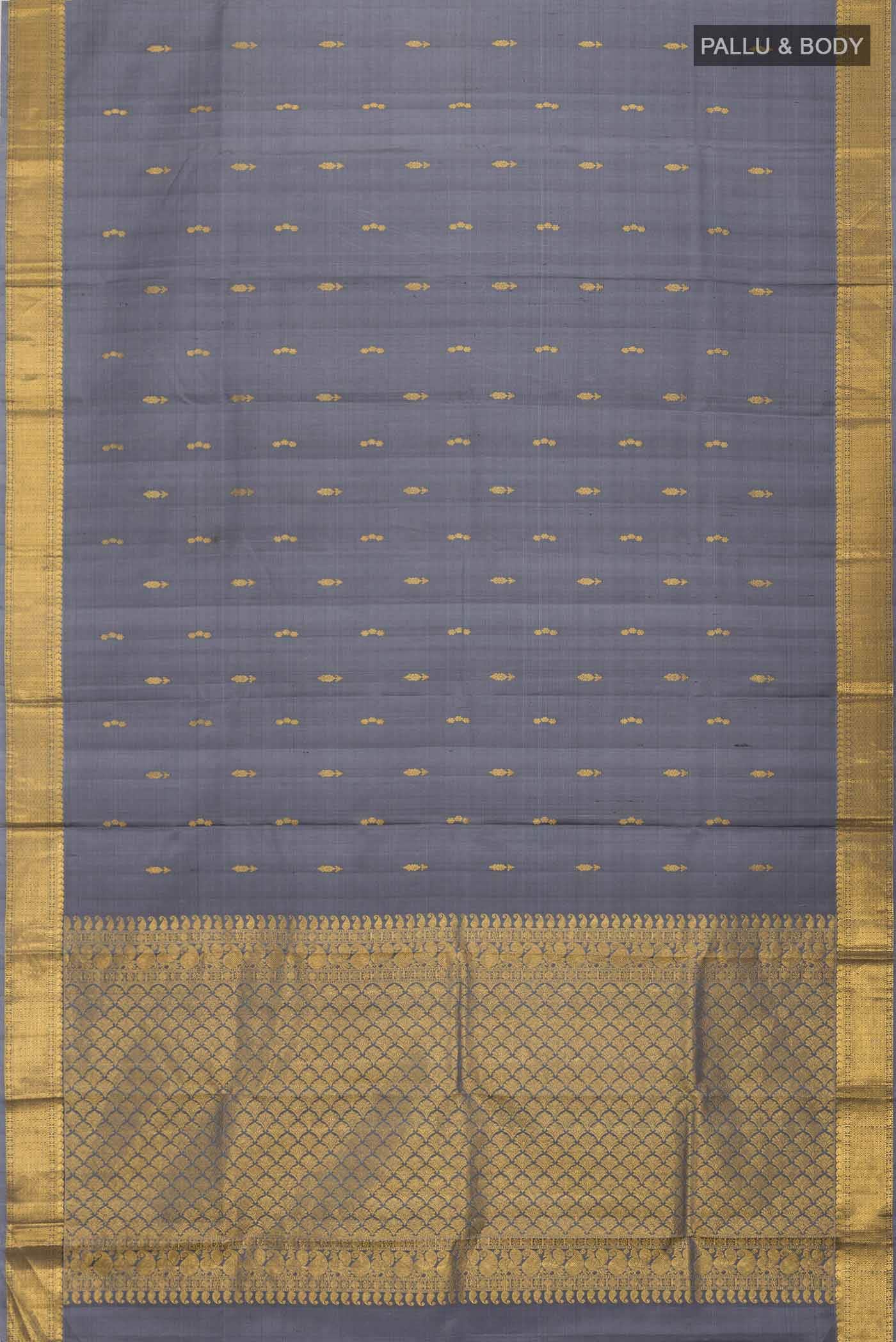 Grey Kanchipuram Silk Saree - Image 4