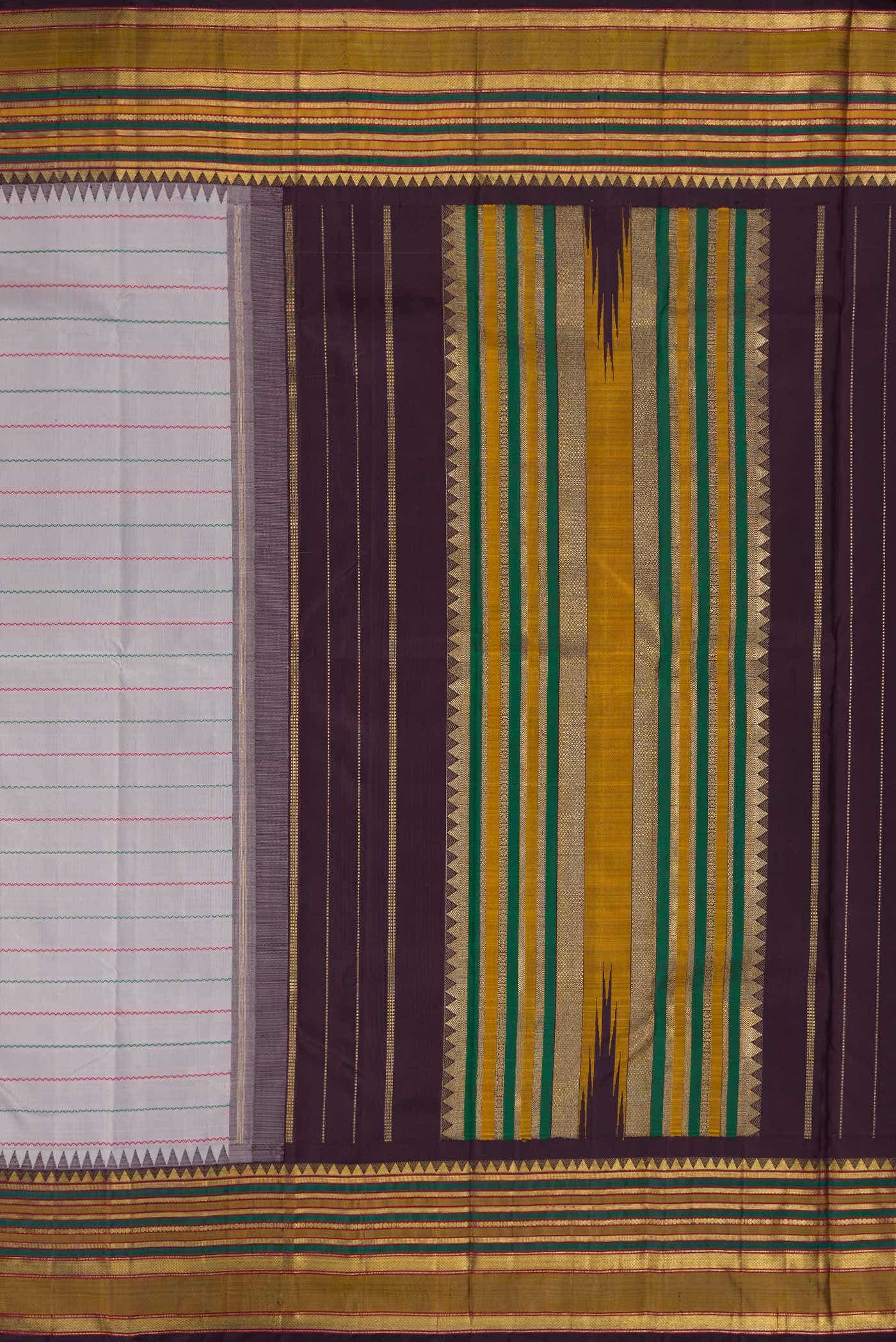Pure Silk Pure Zari Grey Kanchipuram Saree - Image 5