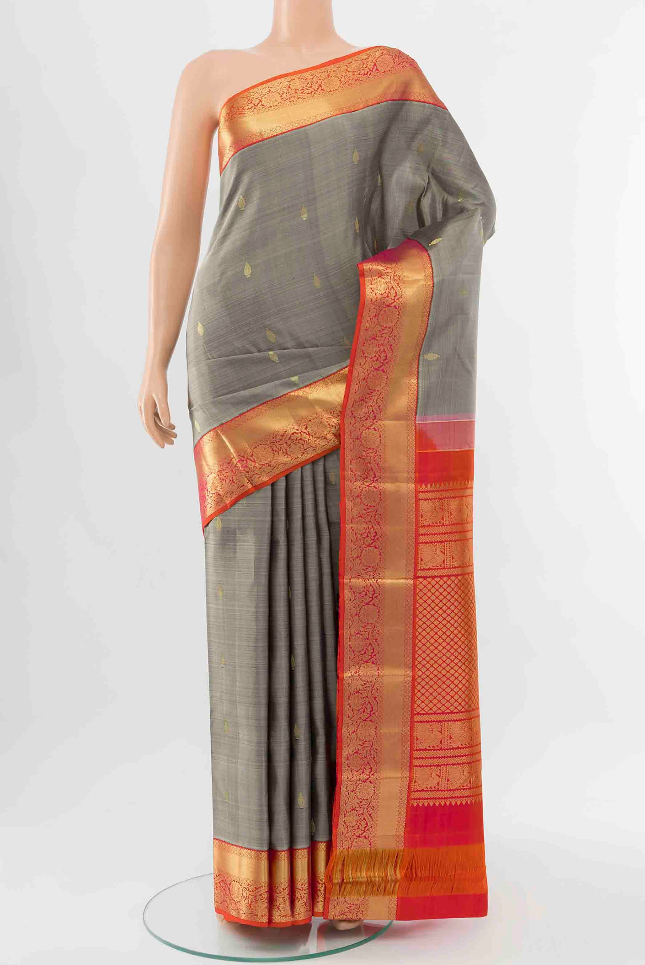 Grey Kanjivaram Silk Saree