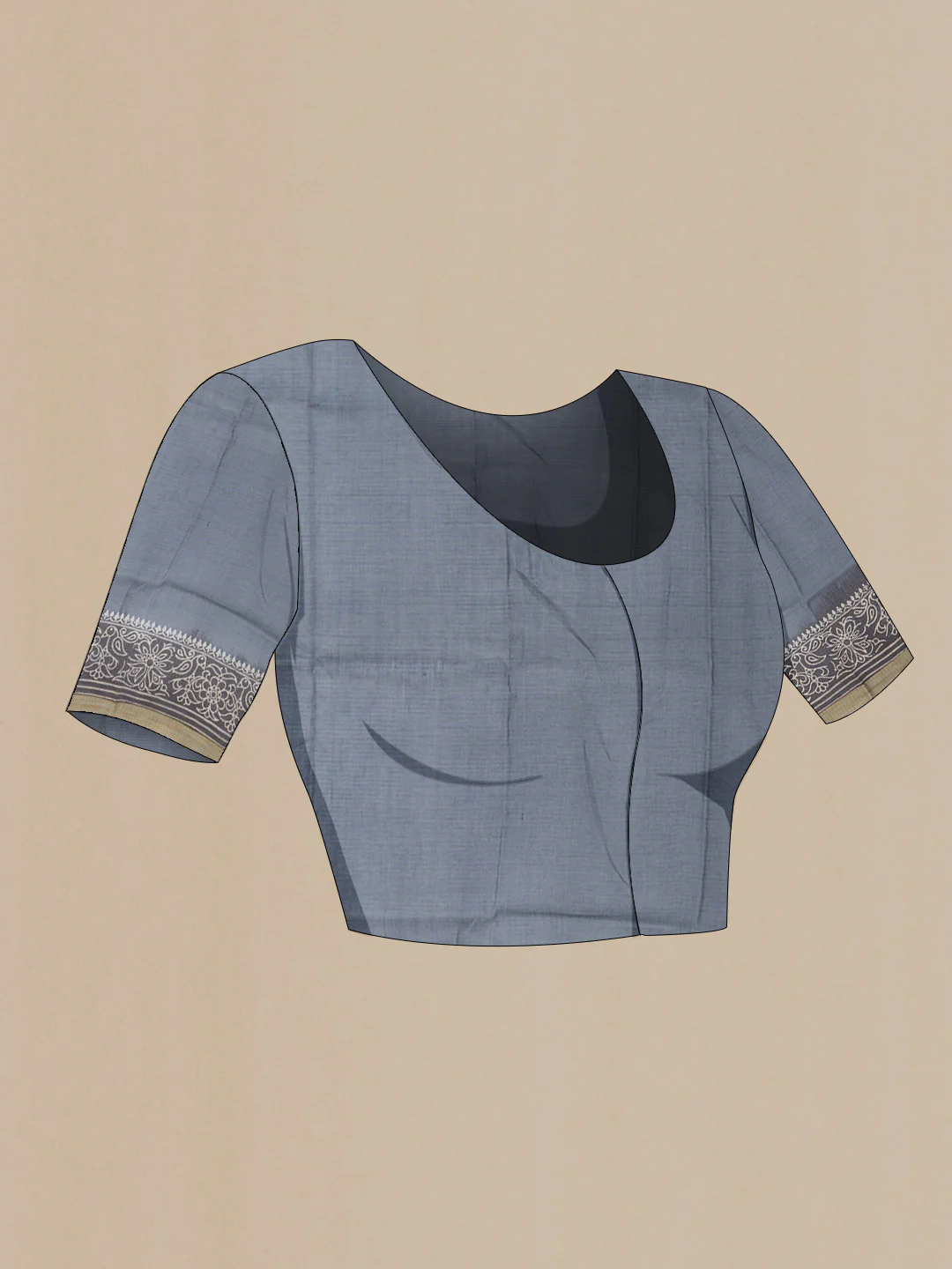 Grey Kota Cotton Saree - Image 2