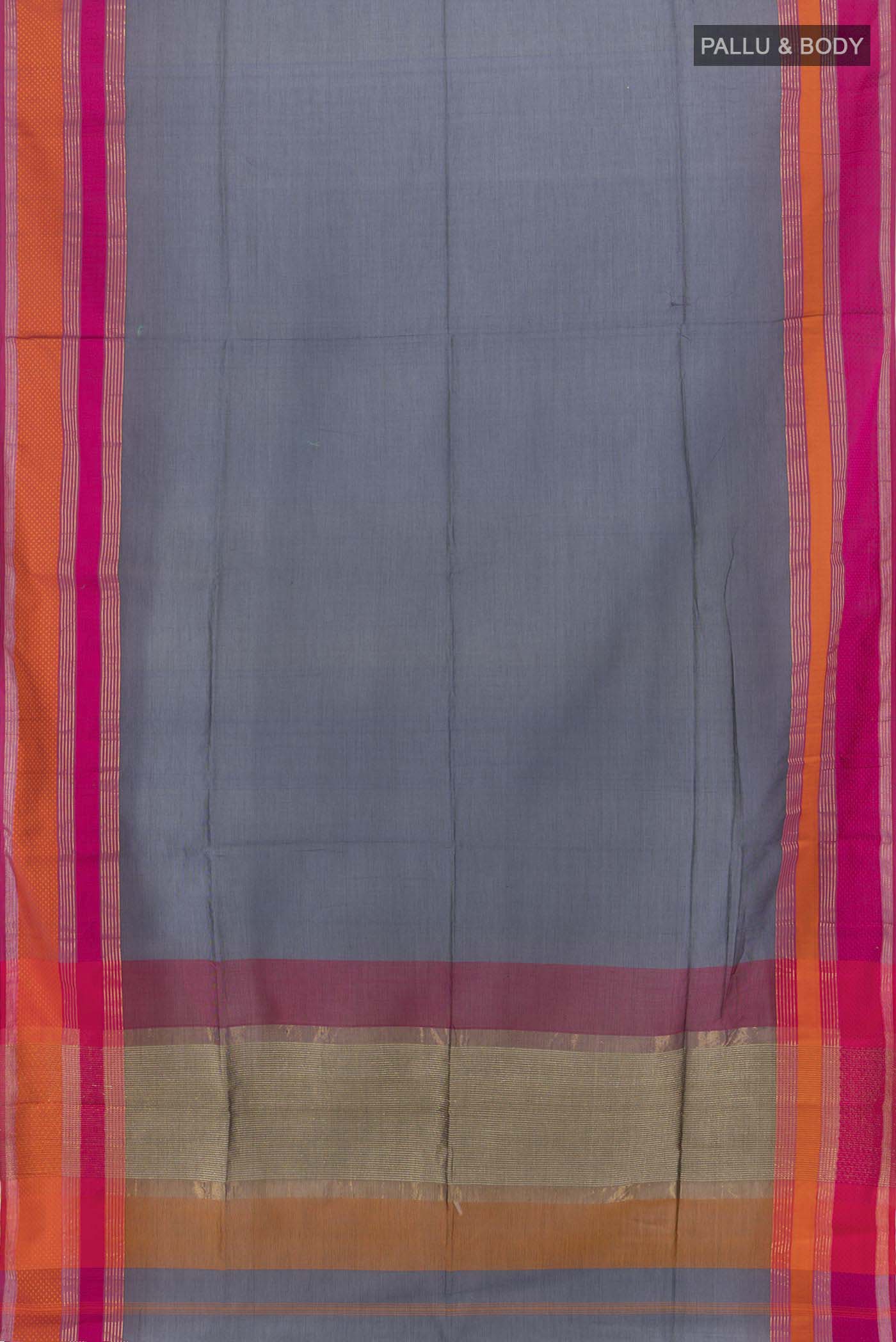 Blue Grey Maheshwari Silk Cotton Saree - Image 5