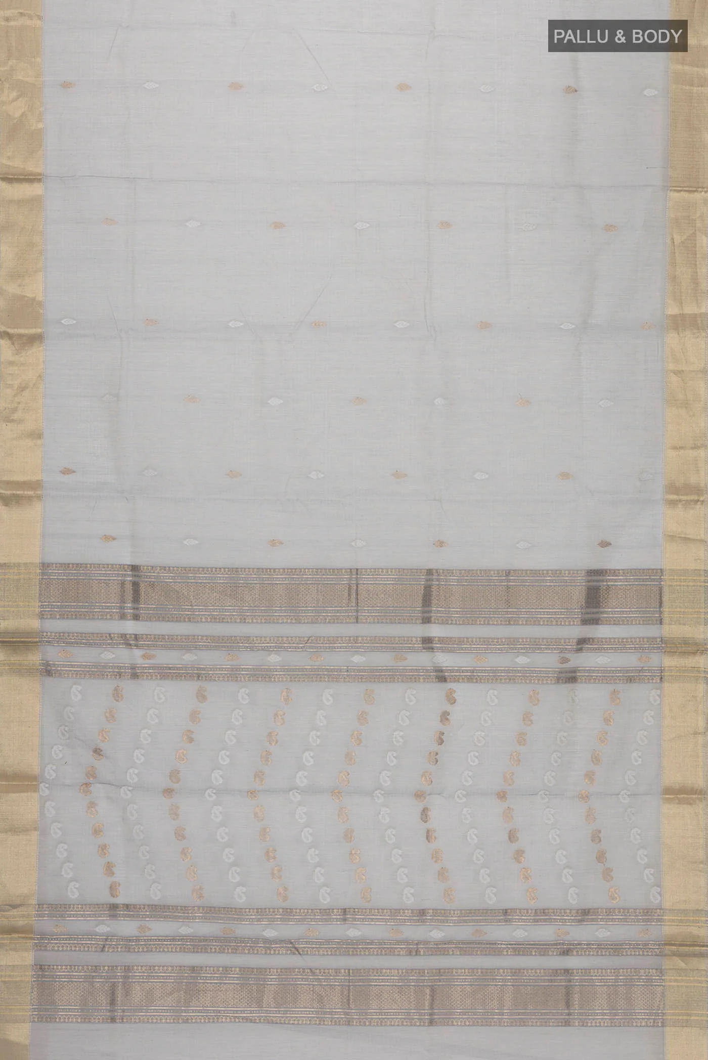 Grey Maheshwari Silk Cotton Saree - Image 5