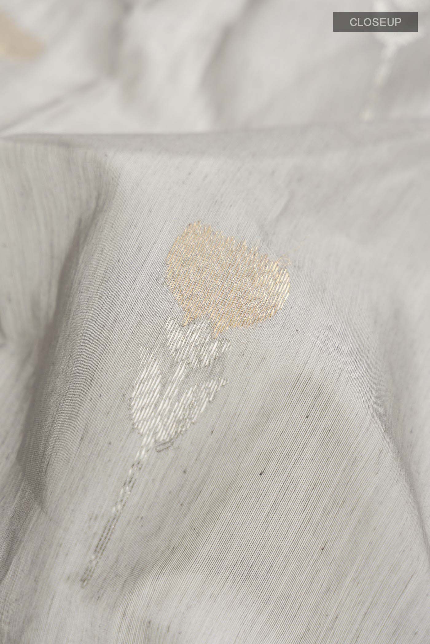 Grey Chanderi Silk Cotton Saree - Image 2