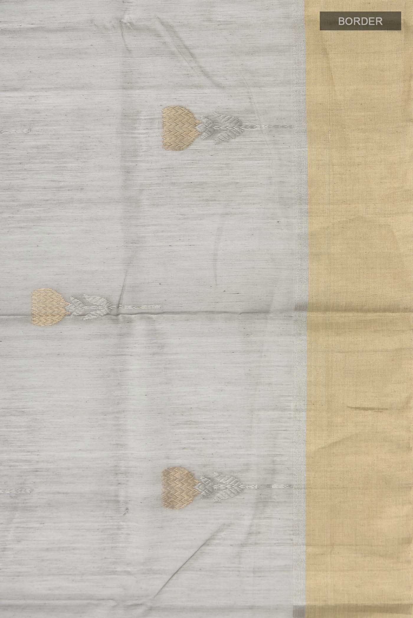 Grey Chanderi Silk Cotton Saree - Image 3