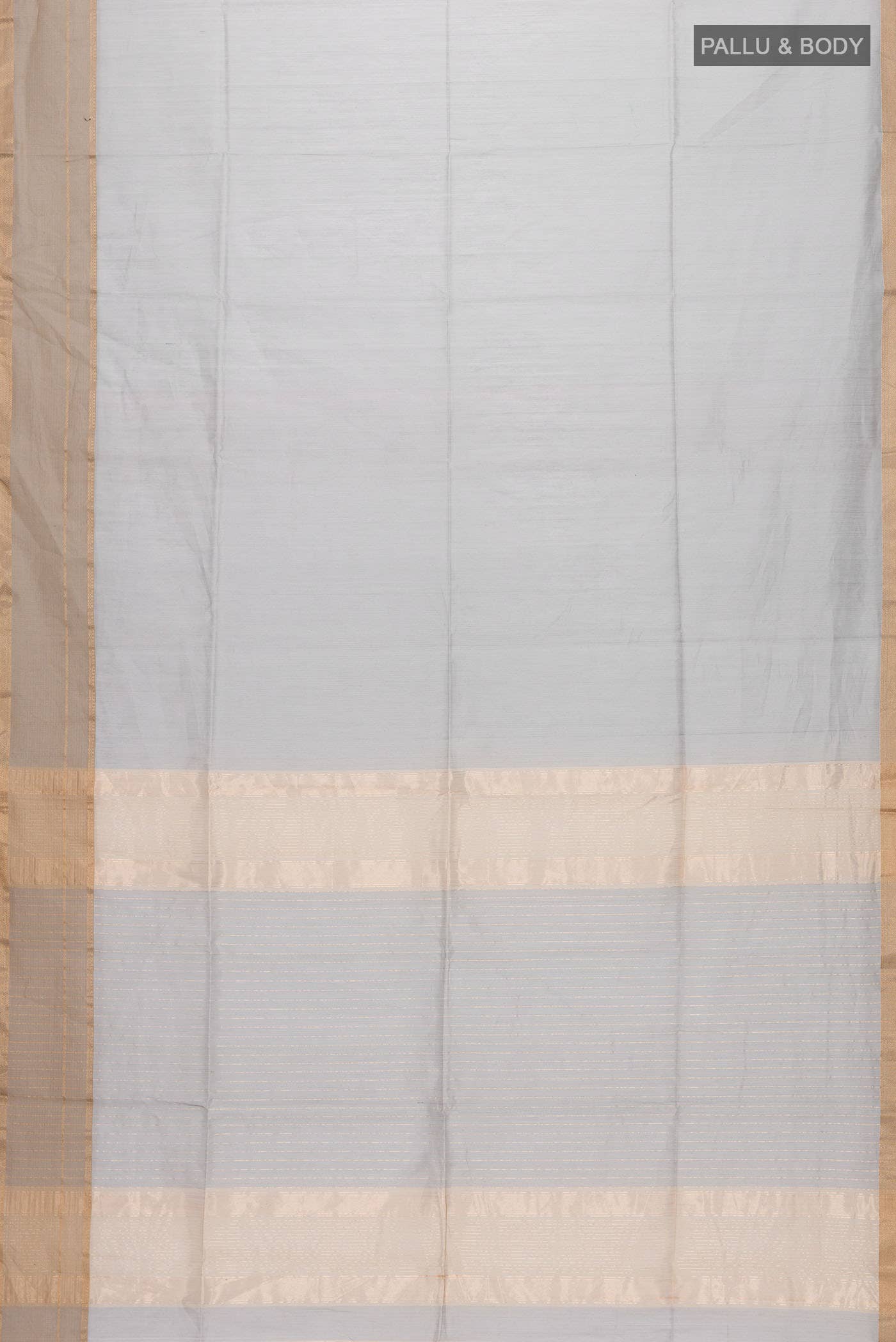 Grey Maheshwari Silk Cotton Saree - Image 2