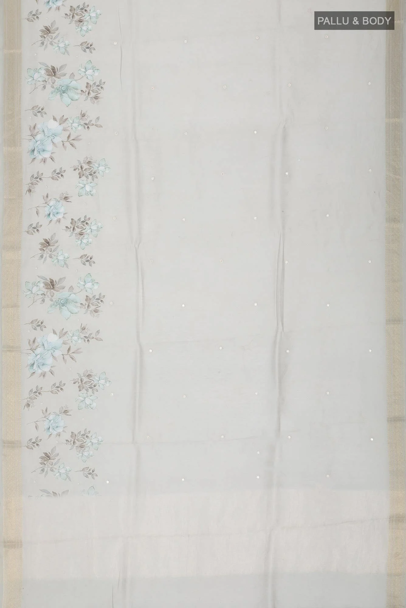 Grey Maheshwari Silk Cotton Saree - Image 3