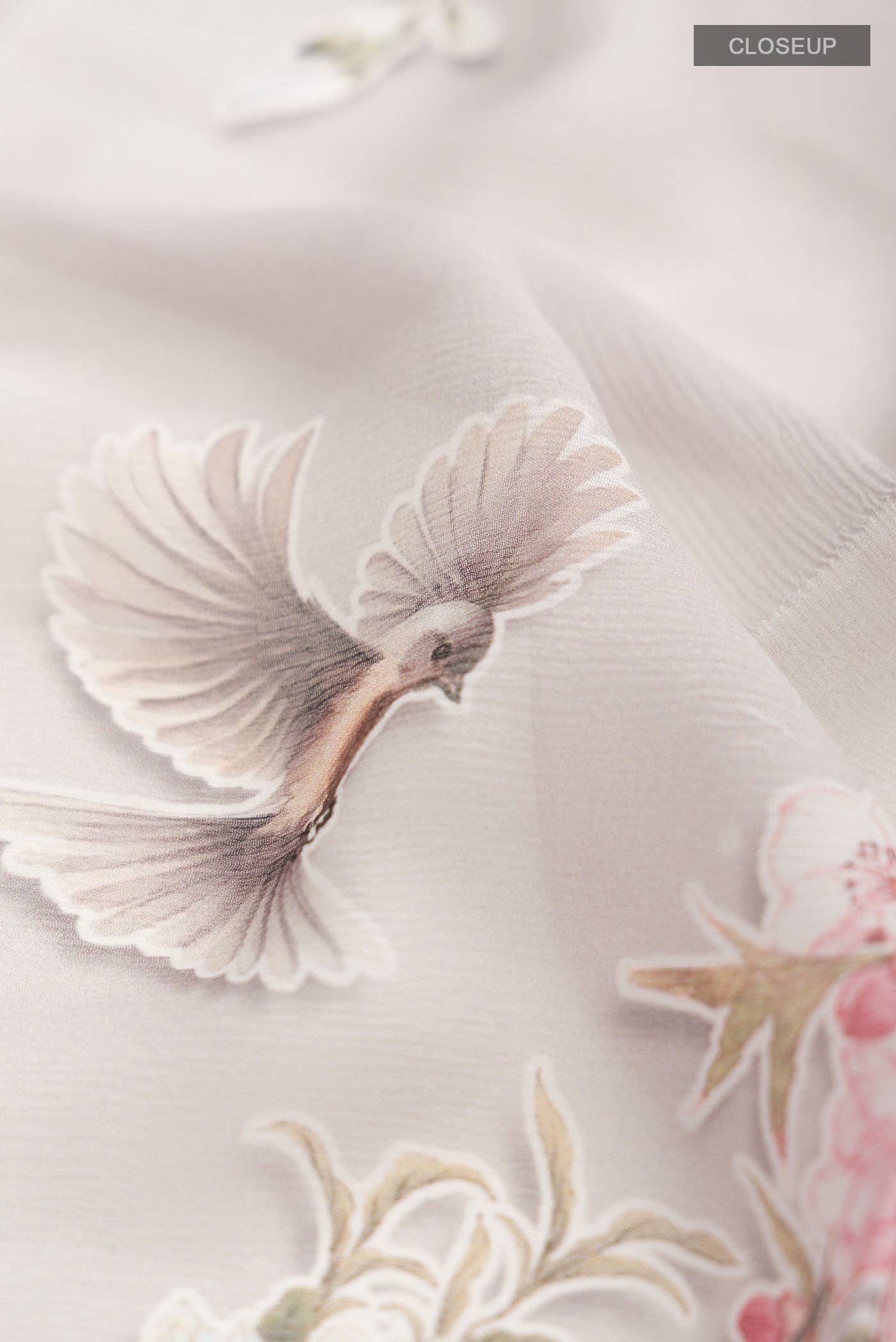 Grey Mysore Chiffon Saree - Image 2