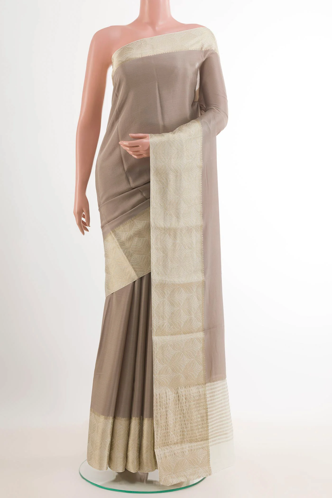 Grey Mysore Georgette Saree