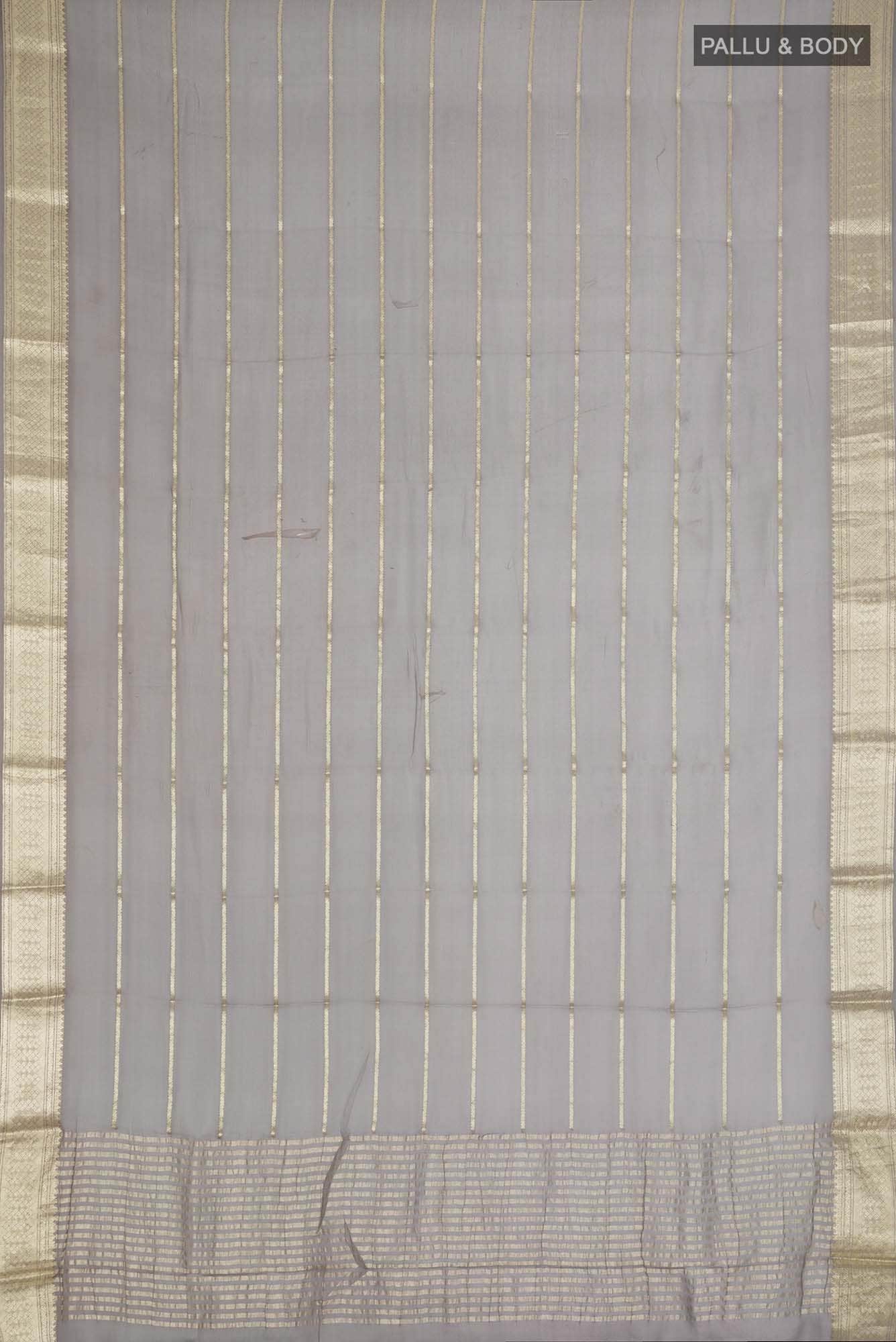 Grey Mysore Georgette Saree - Image 3