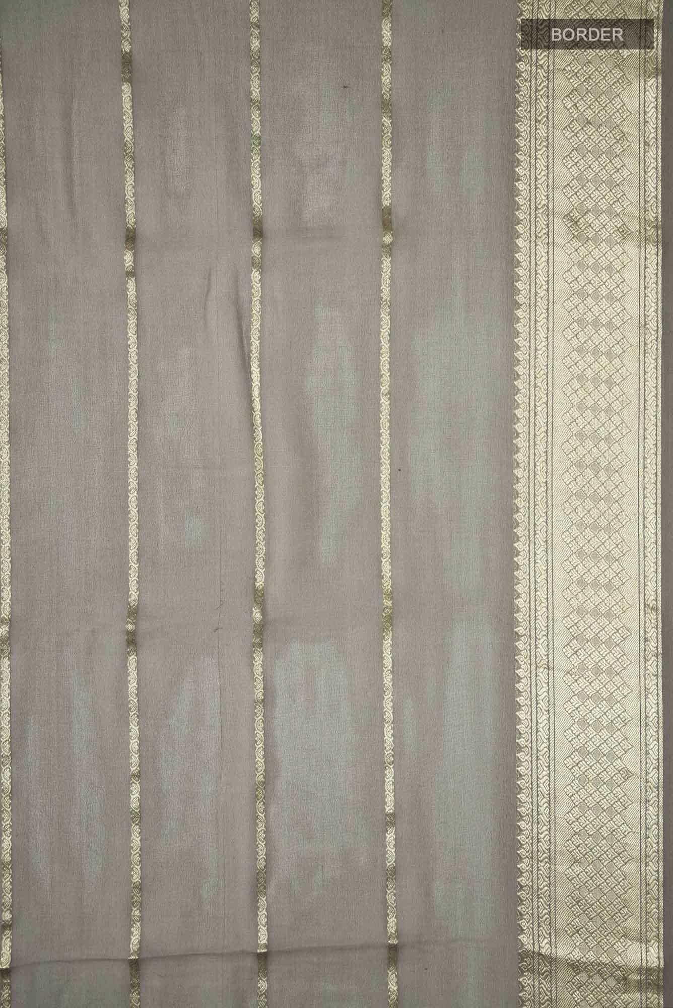 Grey Mysore Georgette Saree - Image 4