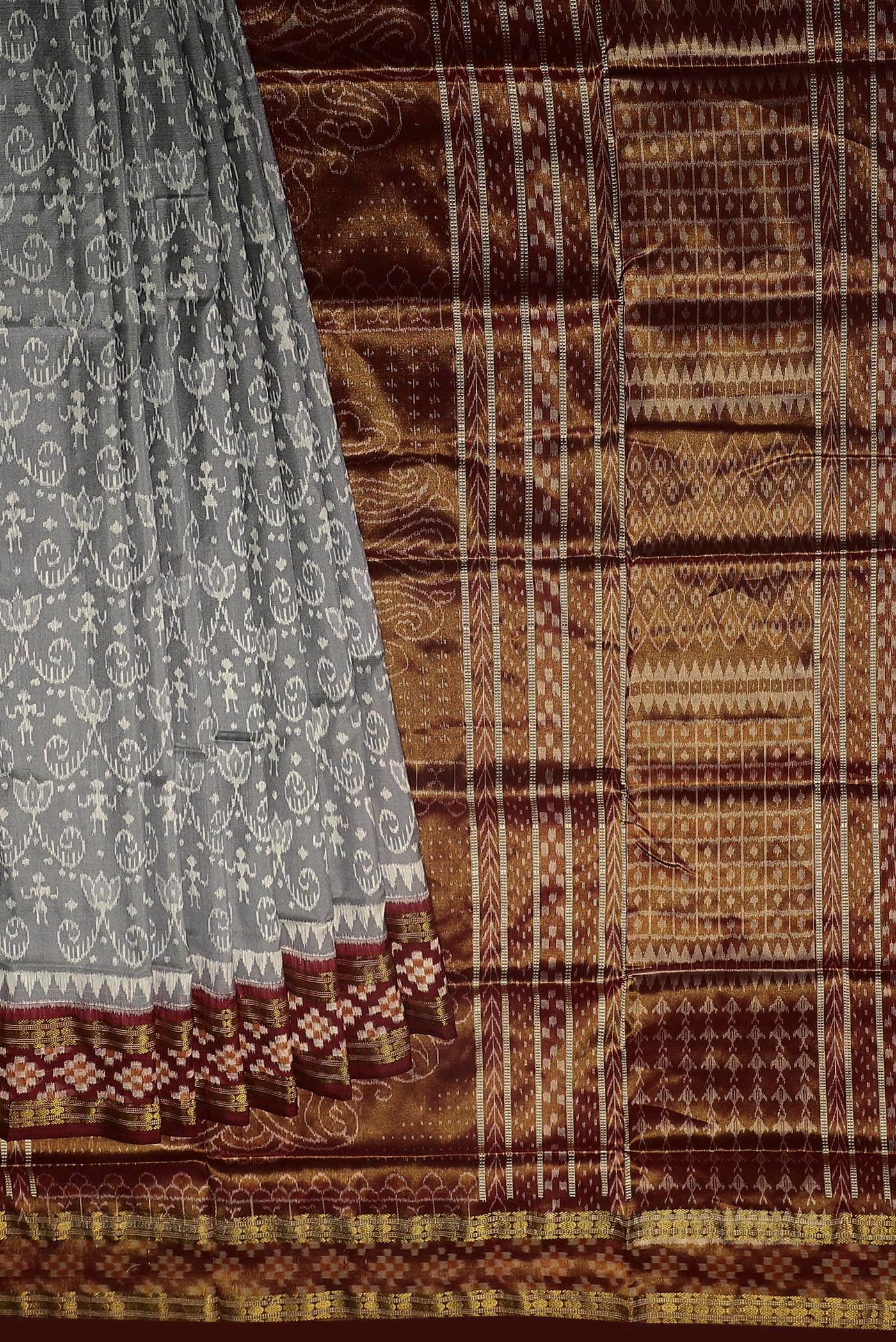 Grey Orissa Silk Saree - Image 2
