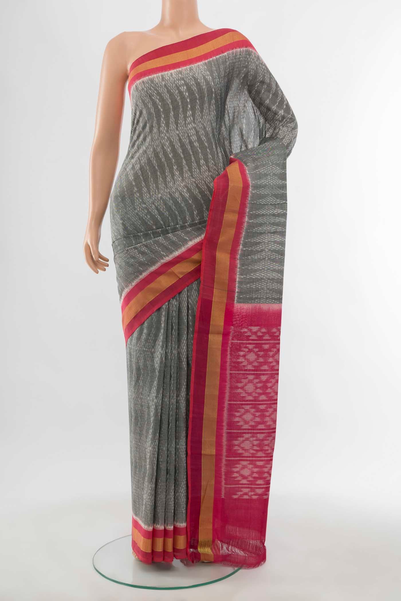 Grey Pochampally Cotton Saree
