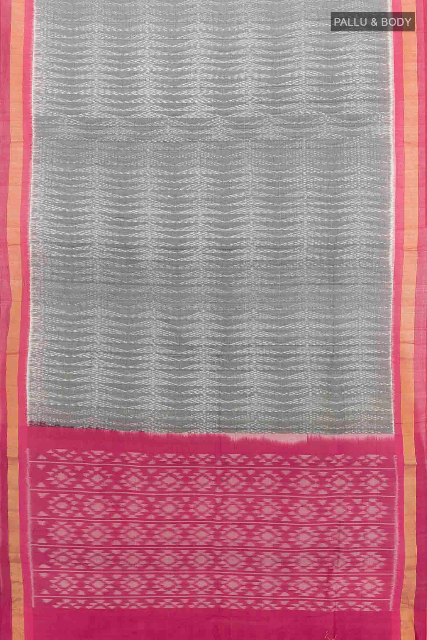 Grey Pochampally Cotton Saree - Image 5