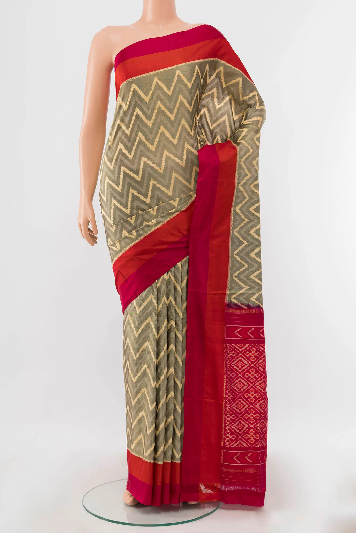Grey Pochampally Silk Saree