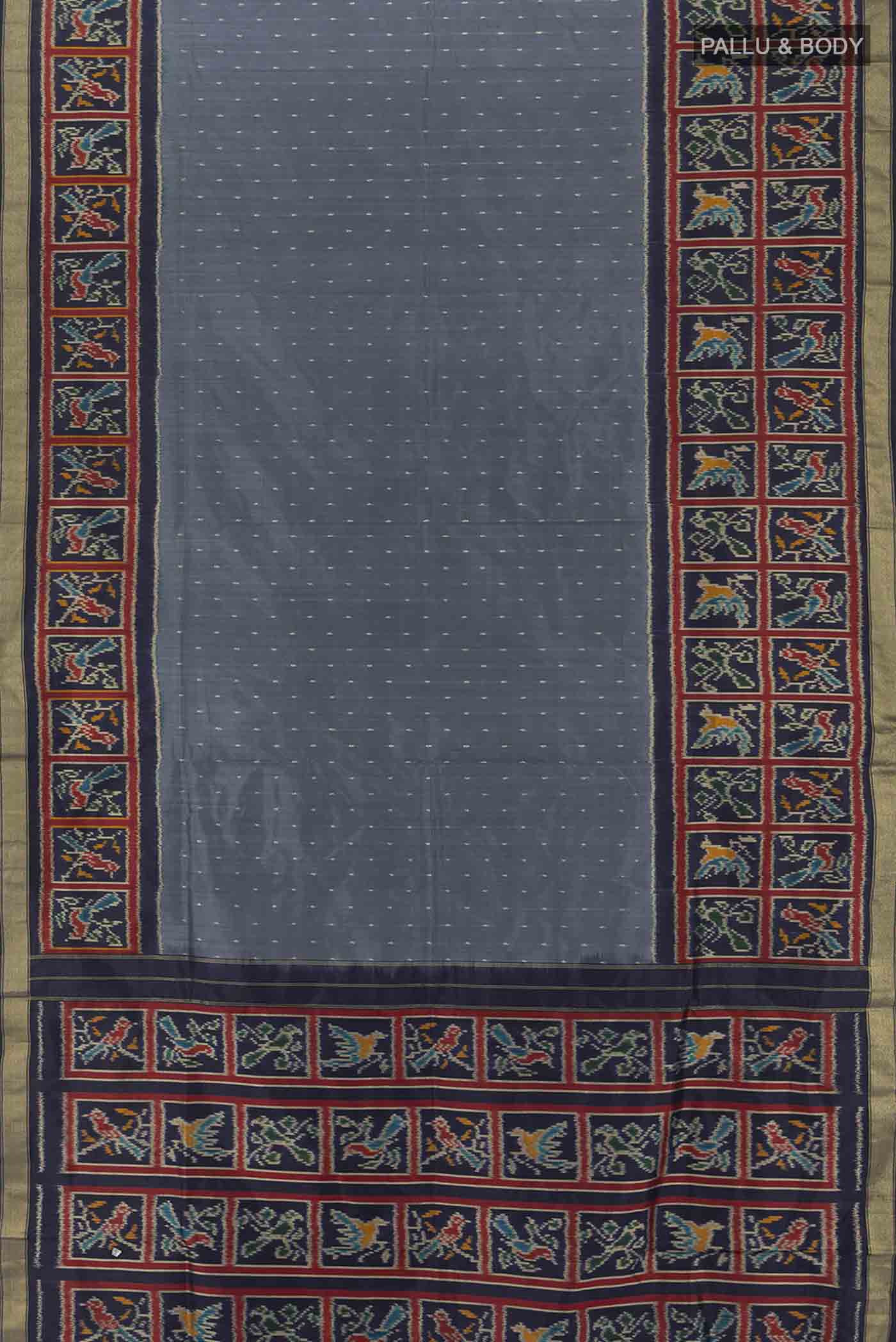 Grey Pochampally Silk Saree - Image 5