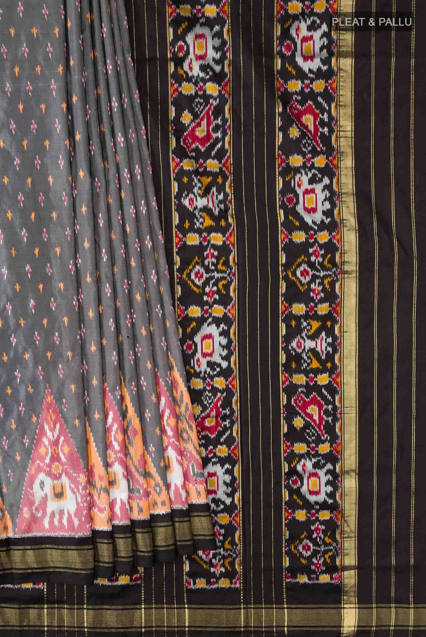 Grey Pochampally Silk Saree - Image 2