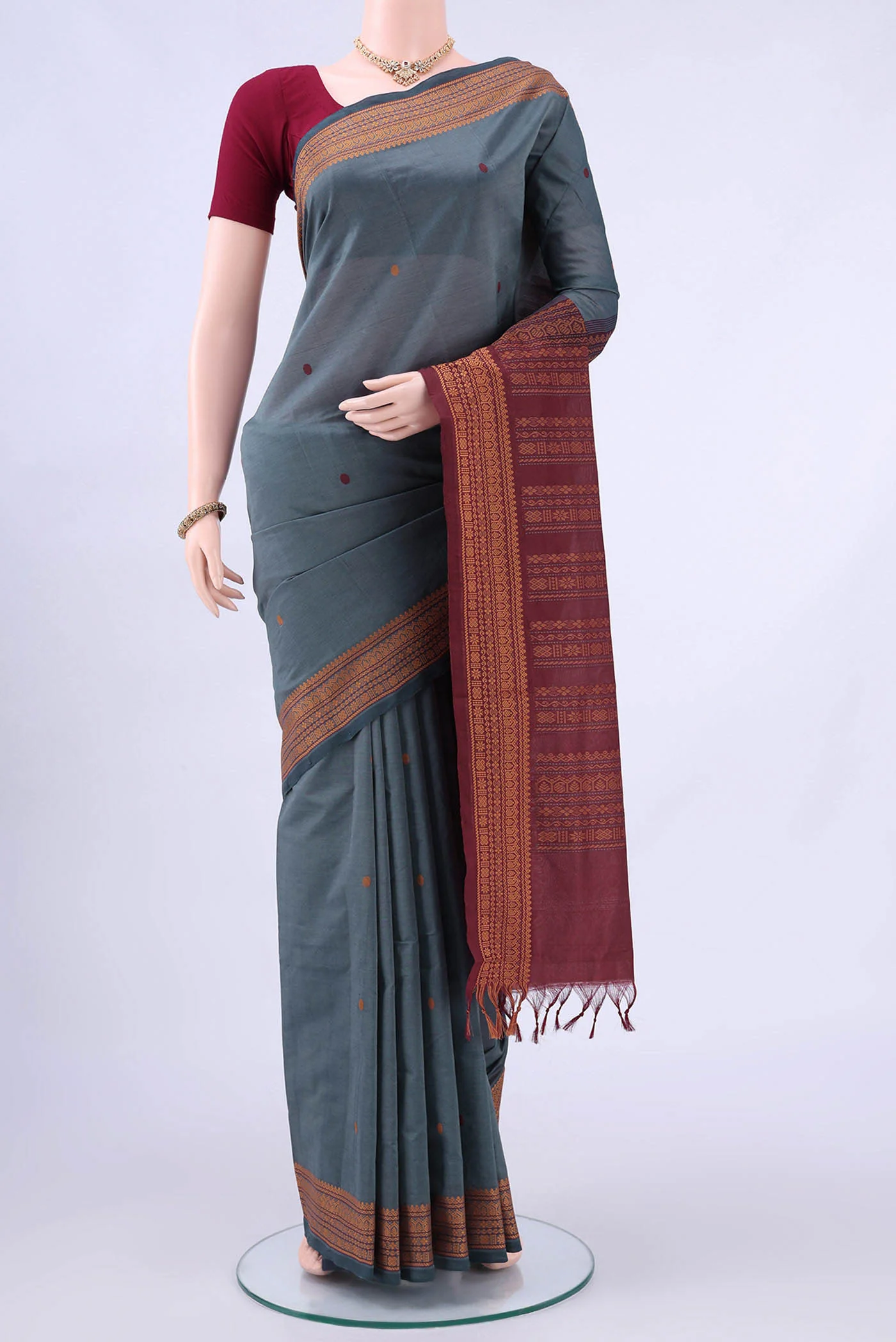 Grey Poly Cotton Saree