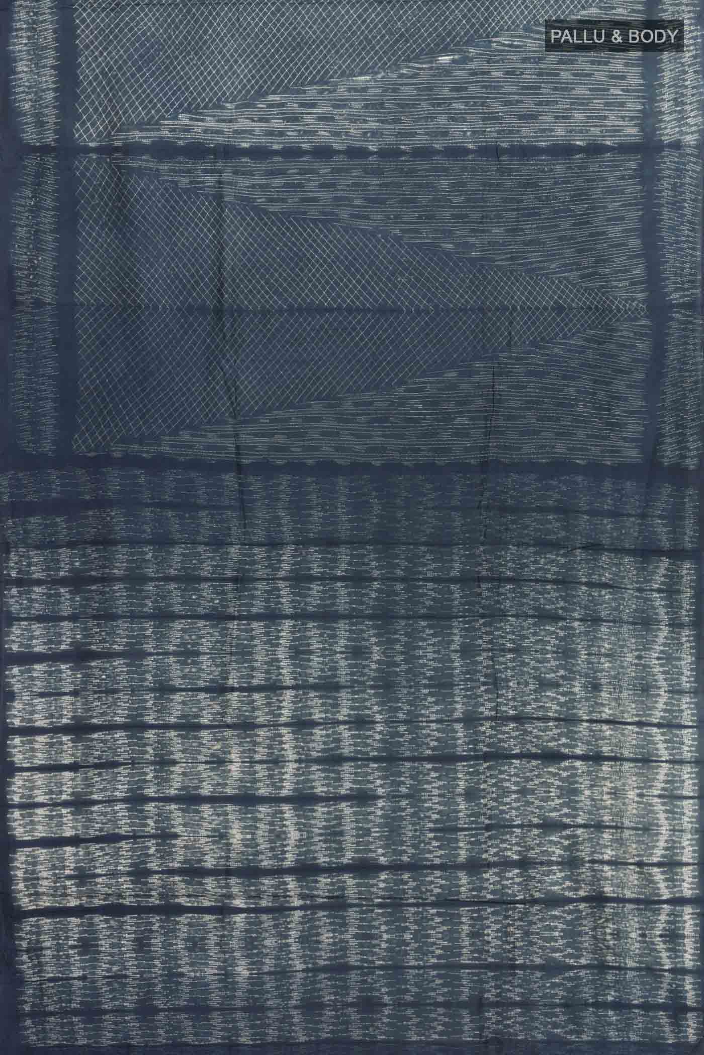 Grey Printed Silk Saree - Image 5