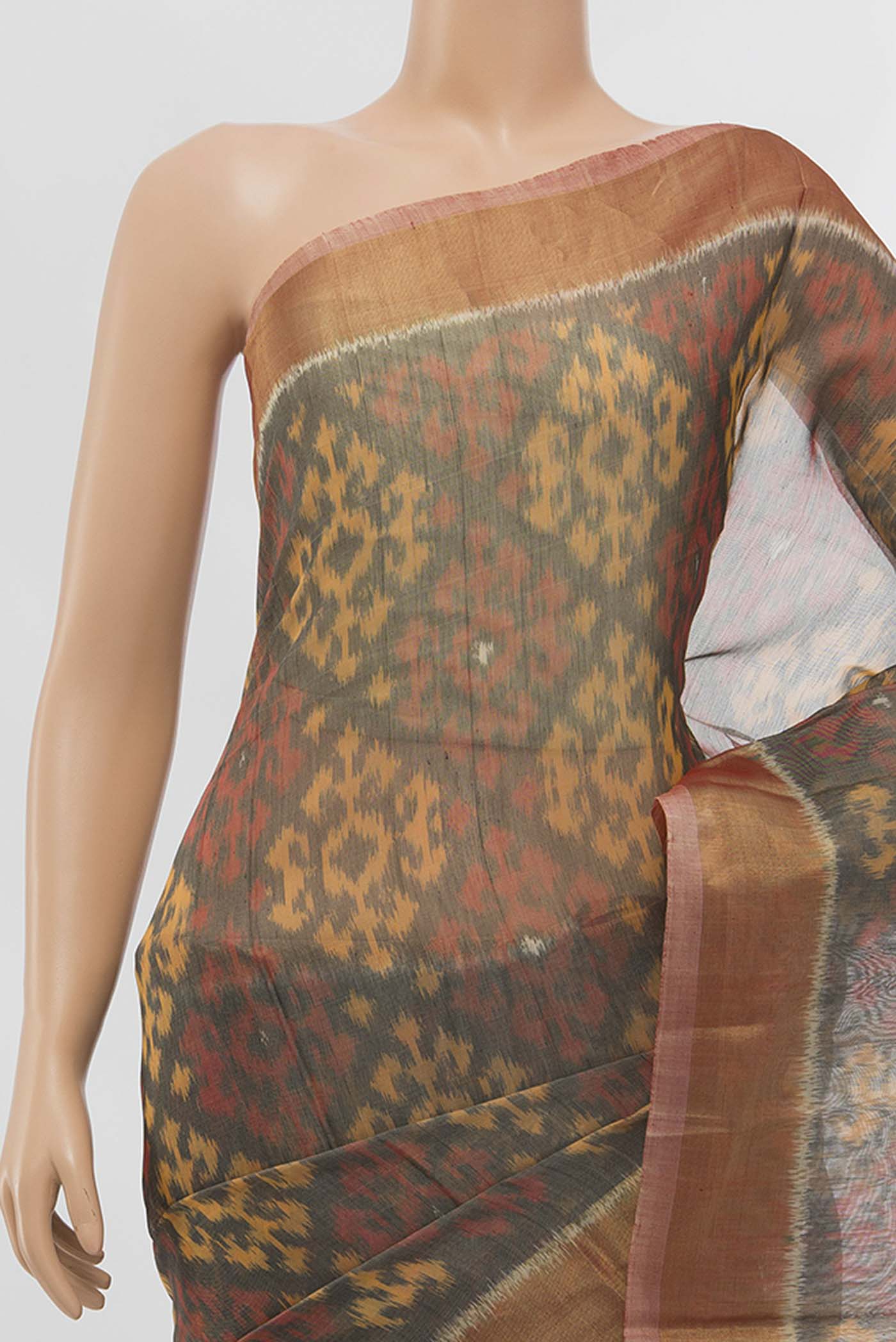 Grey Silk Cotton Saree - Image 2