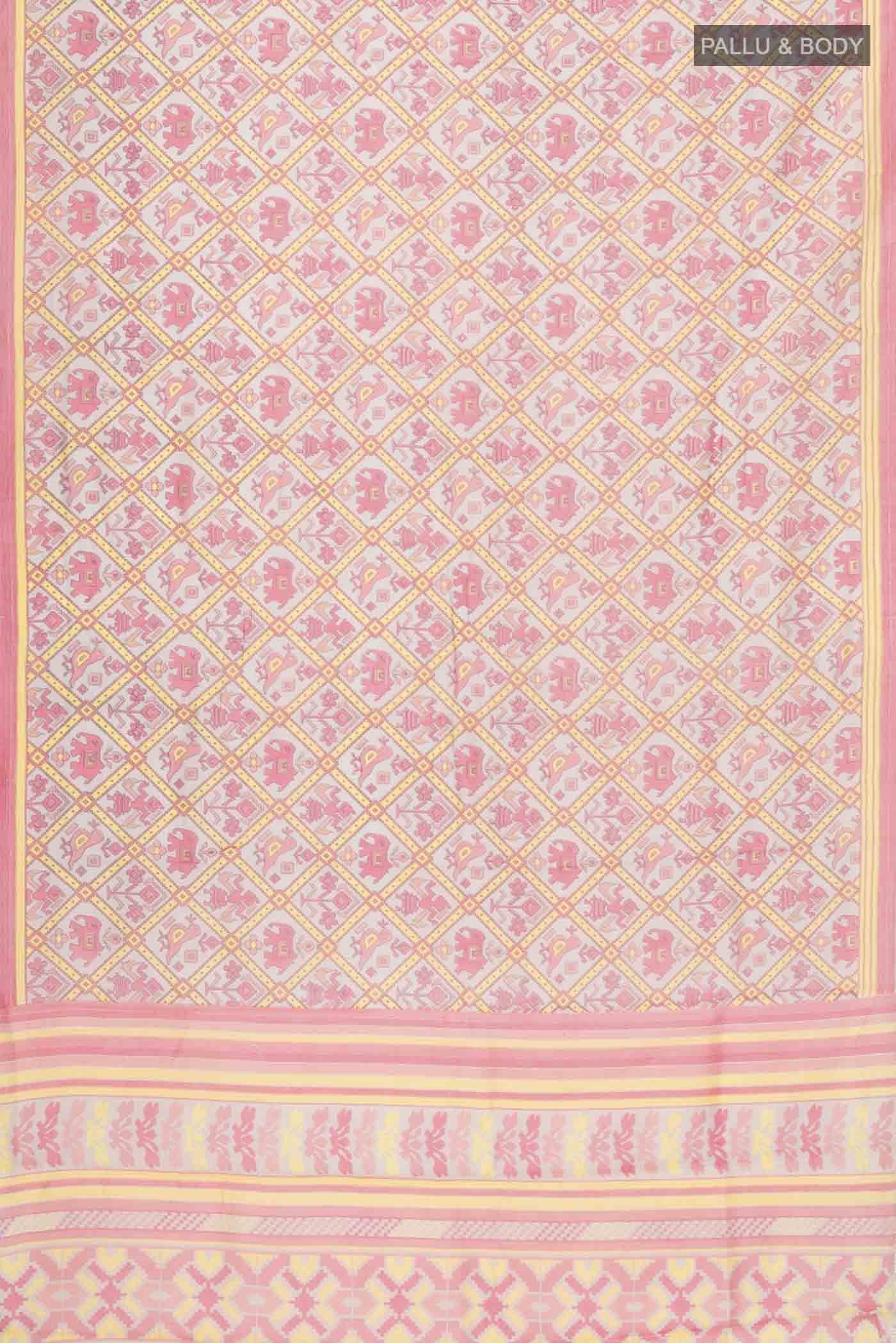 Grey Silk Cotton Saree - Image 5