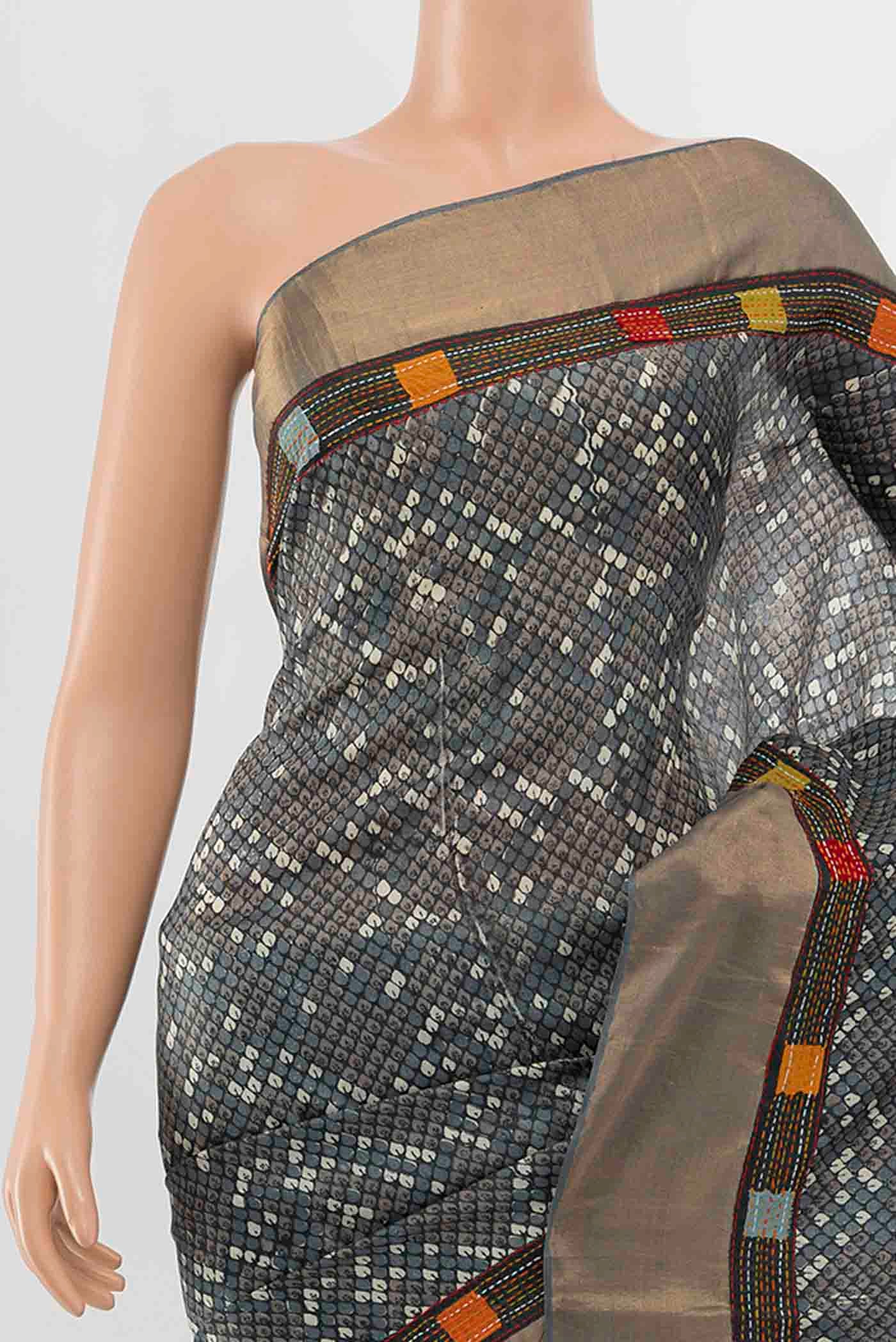Grey Tussar Saree - Image 2