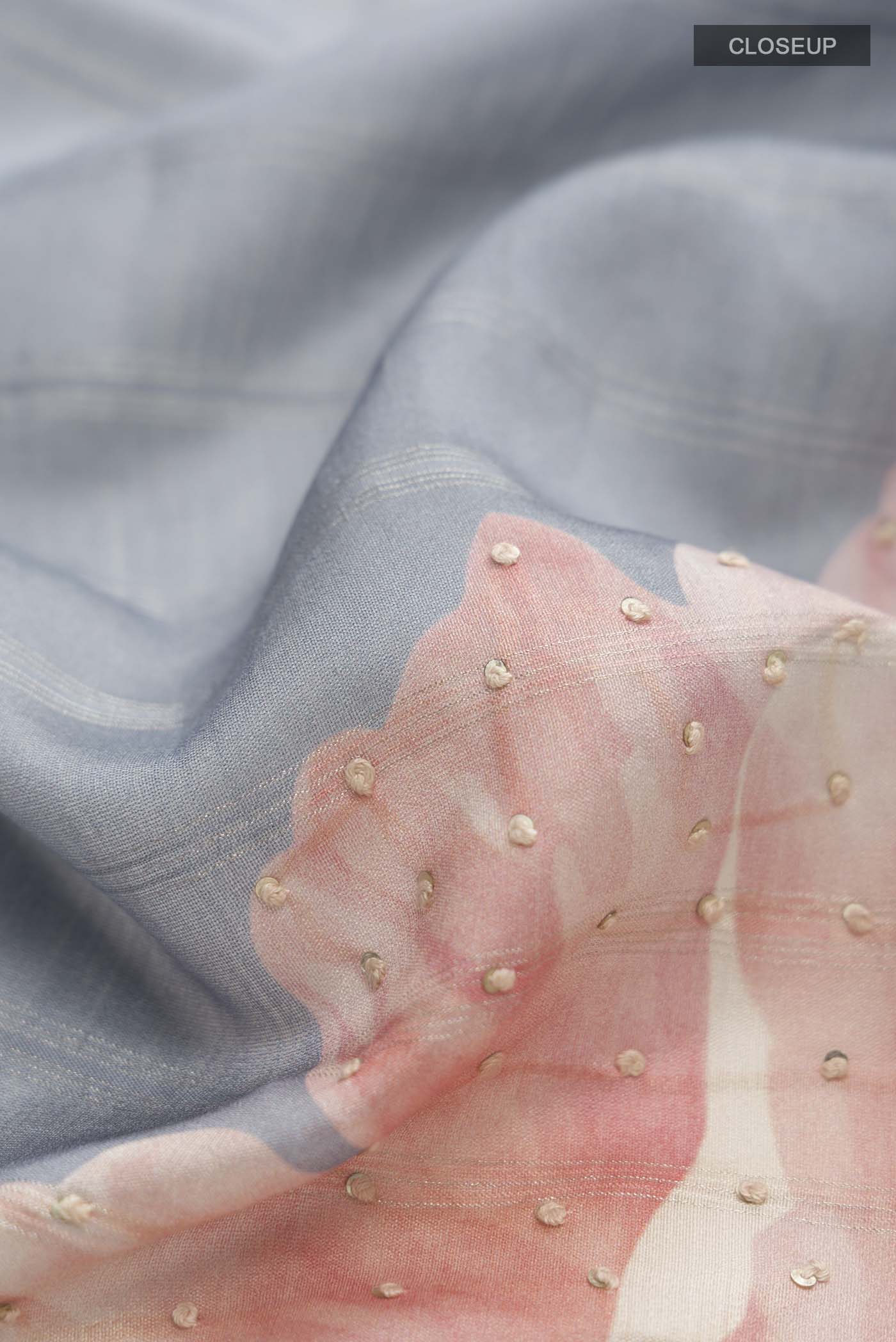 Grey Tussar Silk Saree - Image 2