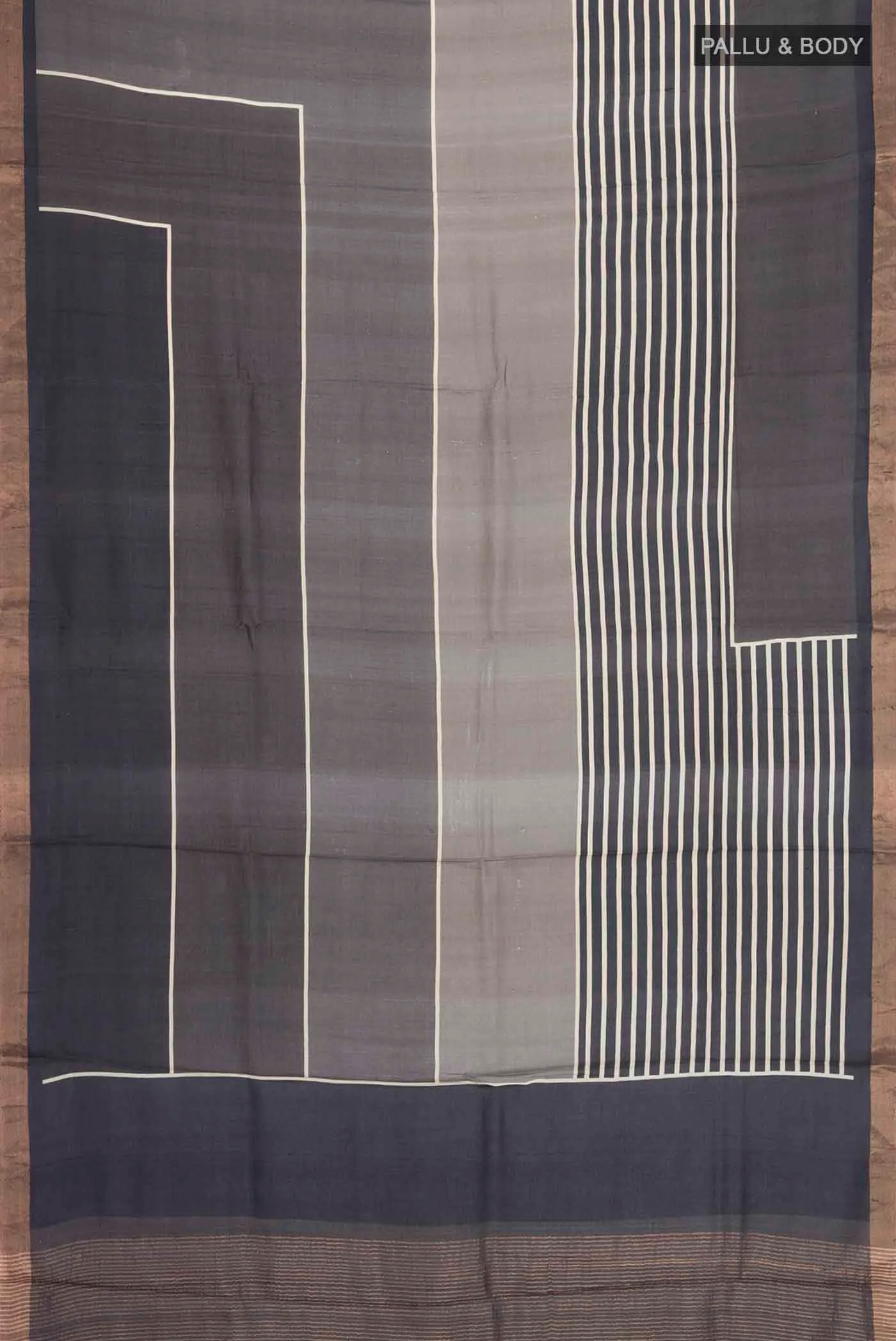 Grey Tussar Silk Saree - Image 5