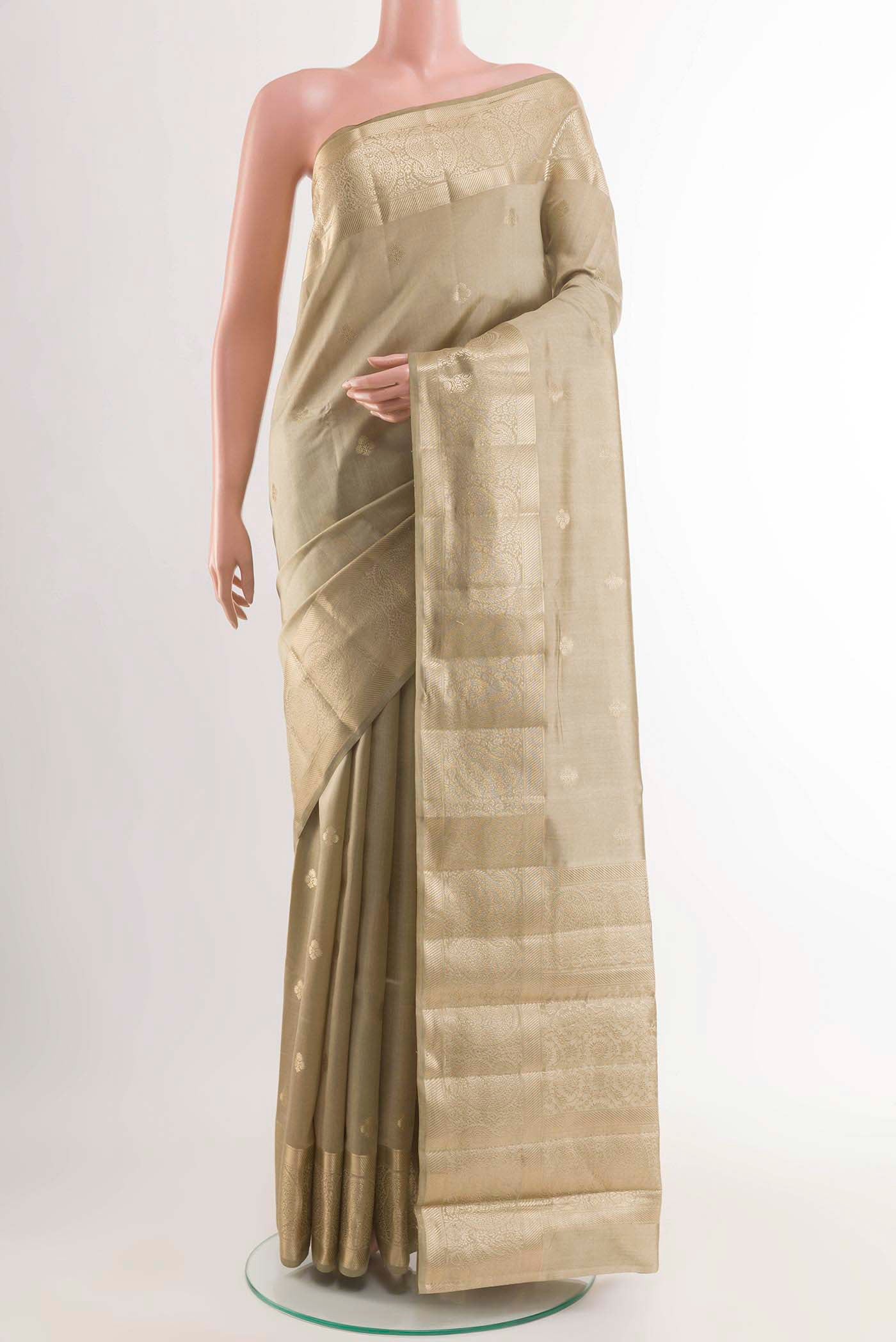 Grey Banarasi Raw Silk Saree