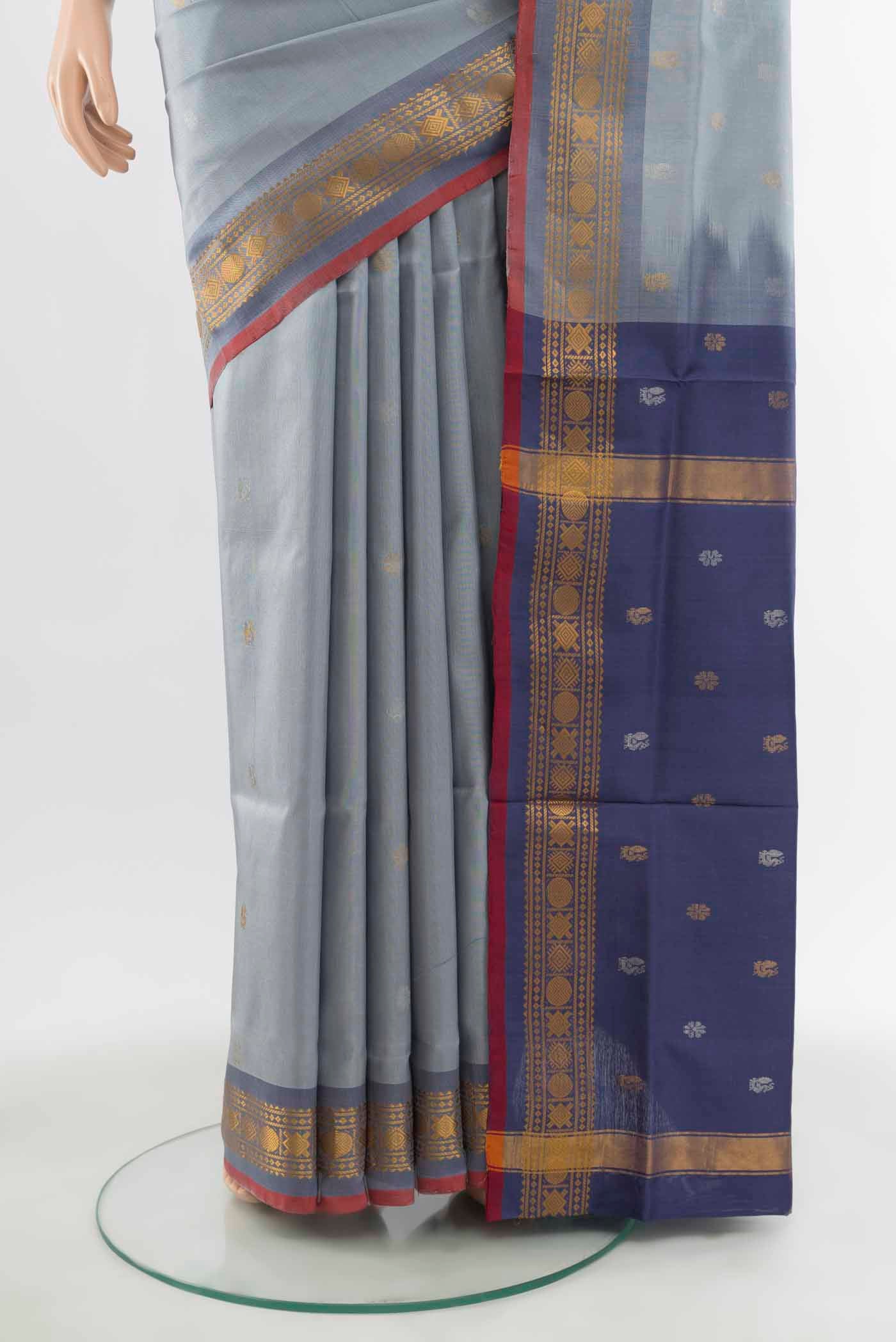 Grey Uppada Silk Saree - Image 3