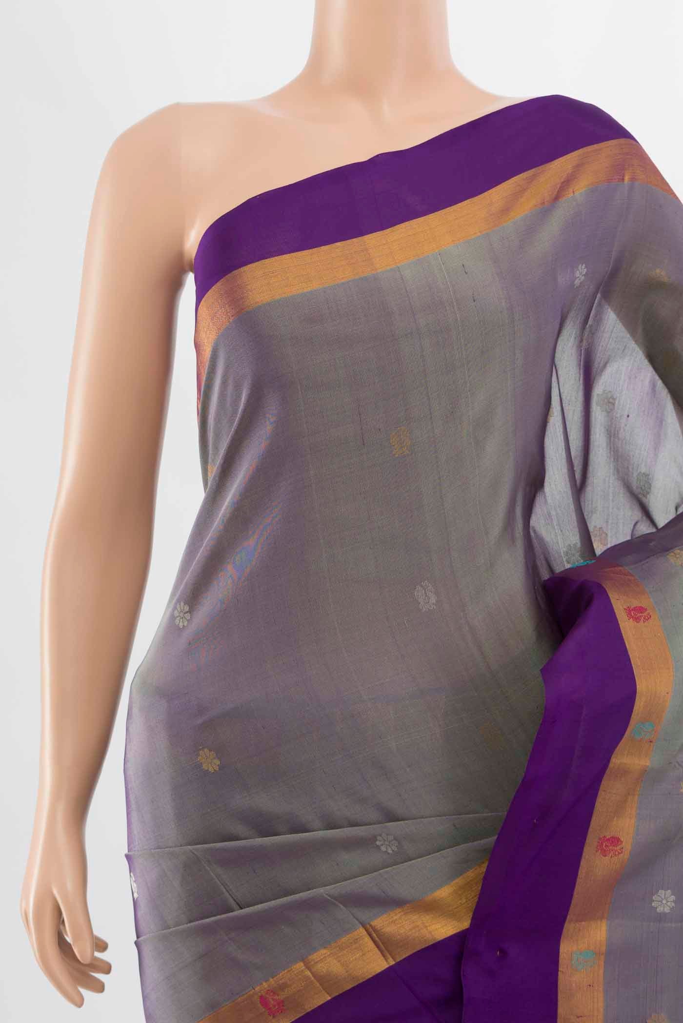 Grey Uppada Silk Saree - Image 2