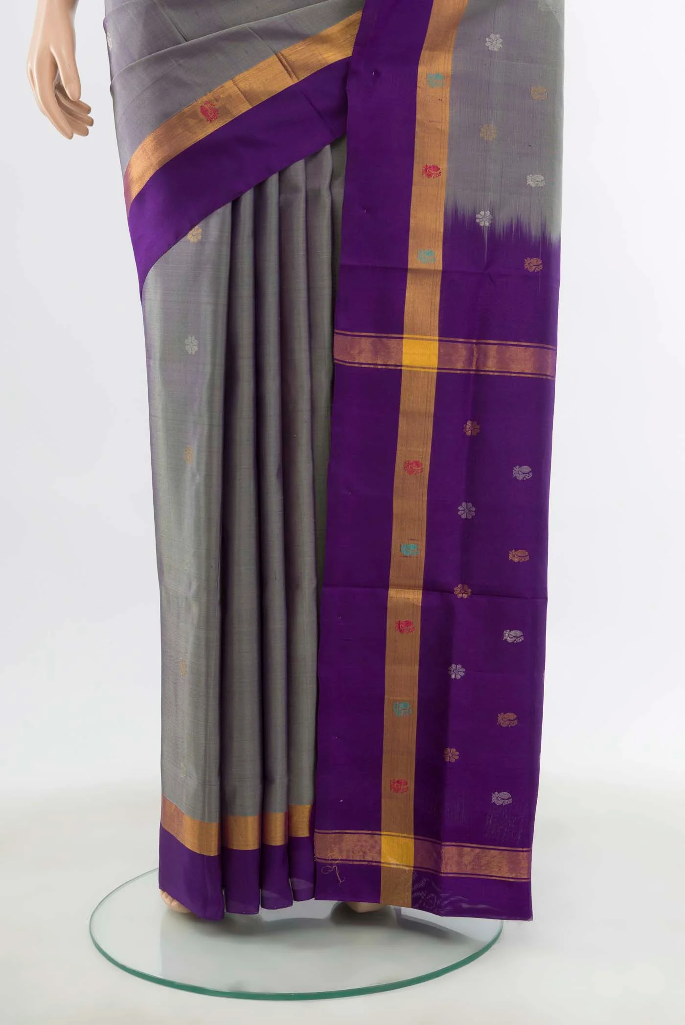 Grey Uppada Silk Saree - Image 3