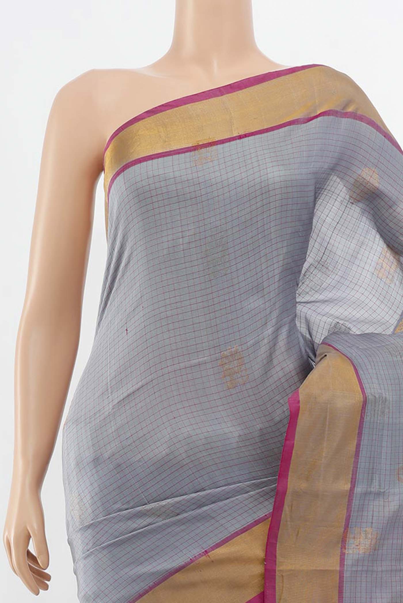 Grey Uppada Silk Saree - Image 2
