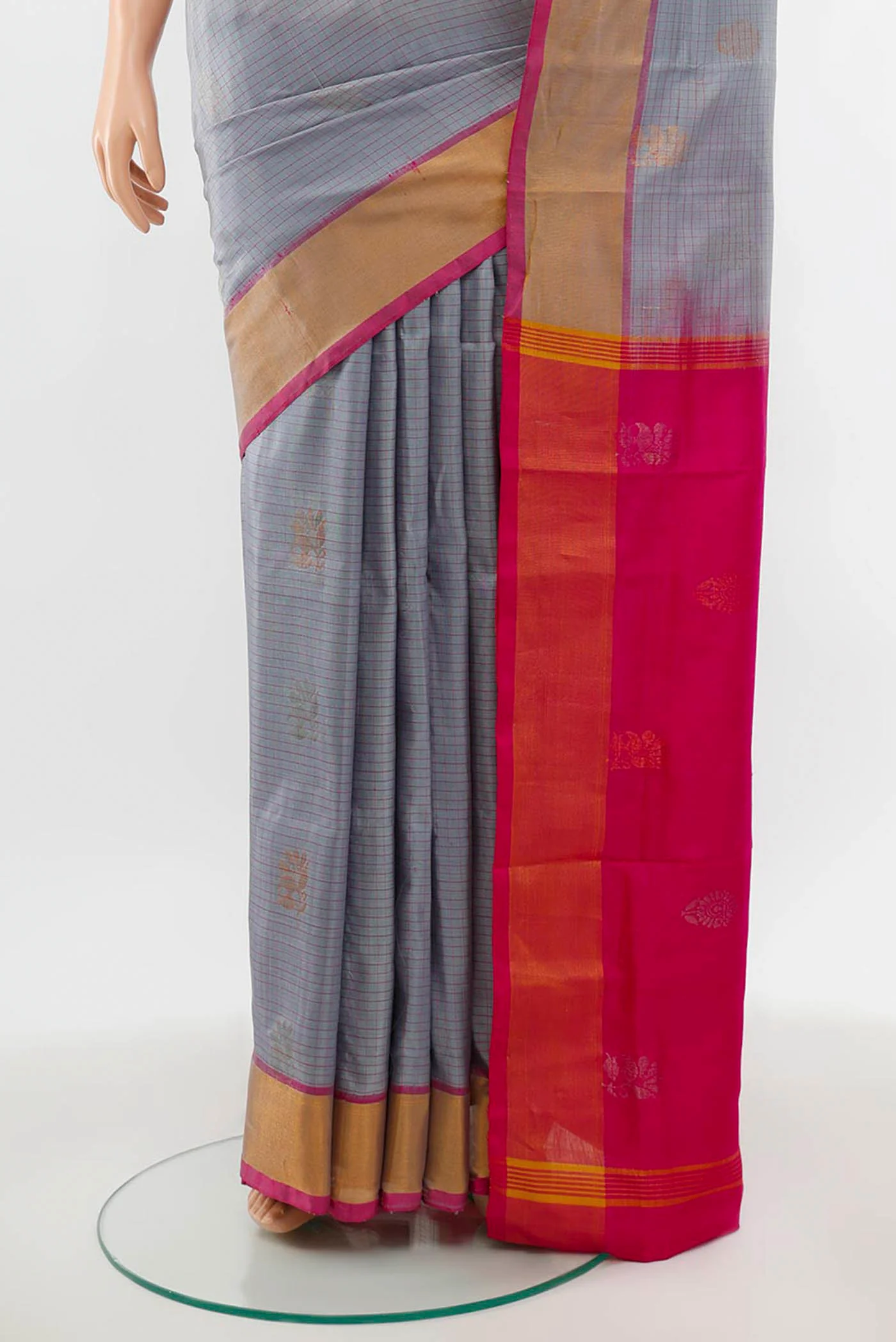 Grey Uppada Silk Saree - Image 3