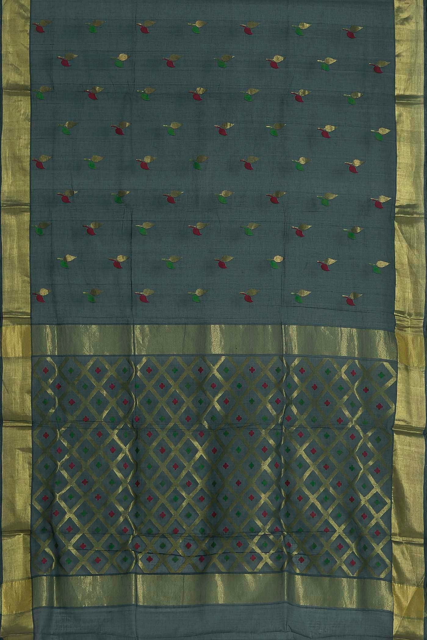 Grey Venkatagiri Cotton Saree - Image 4