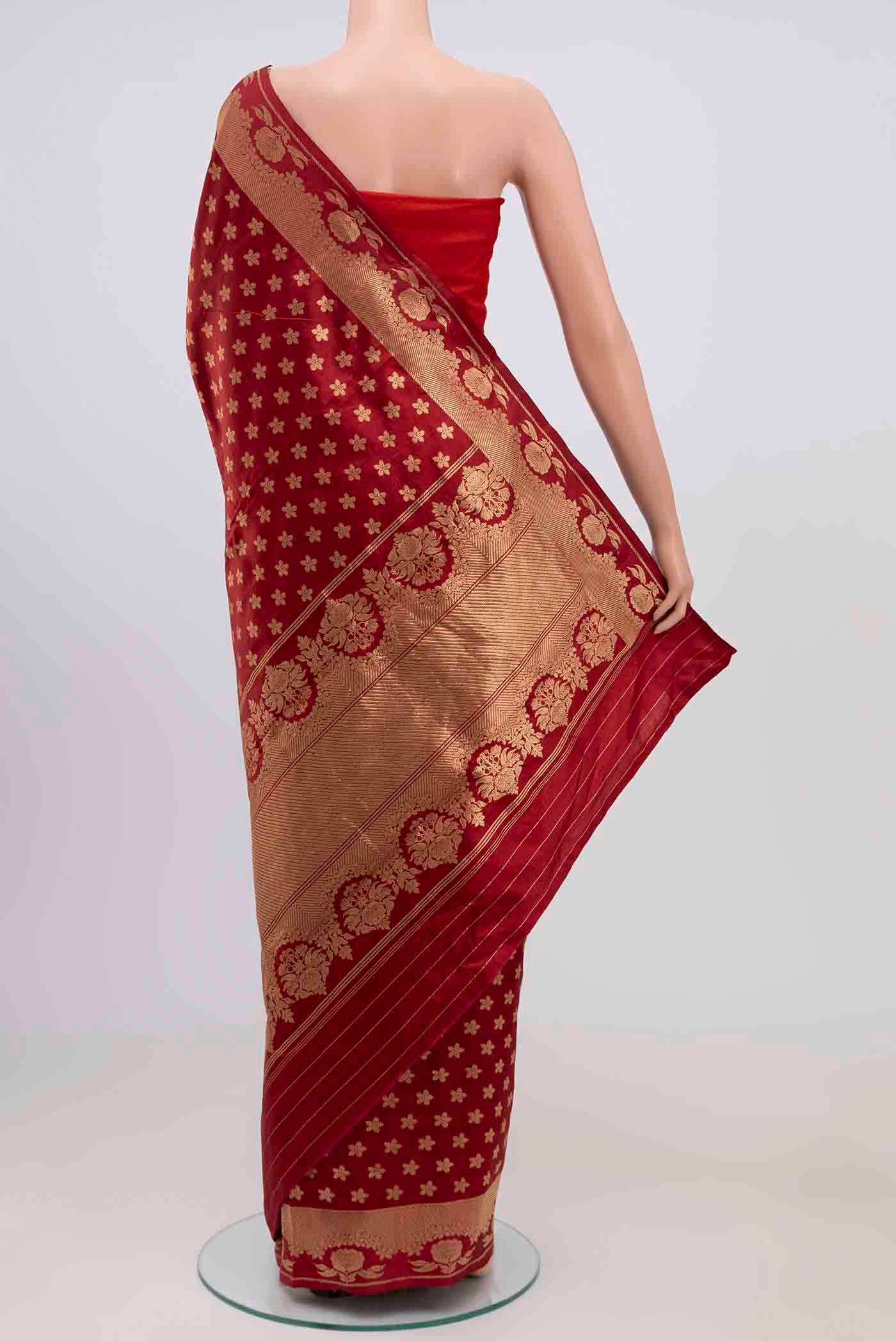 Gulal-Maroon Banarasi Katan Silk Saree - Image 4
