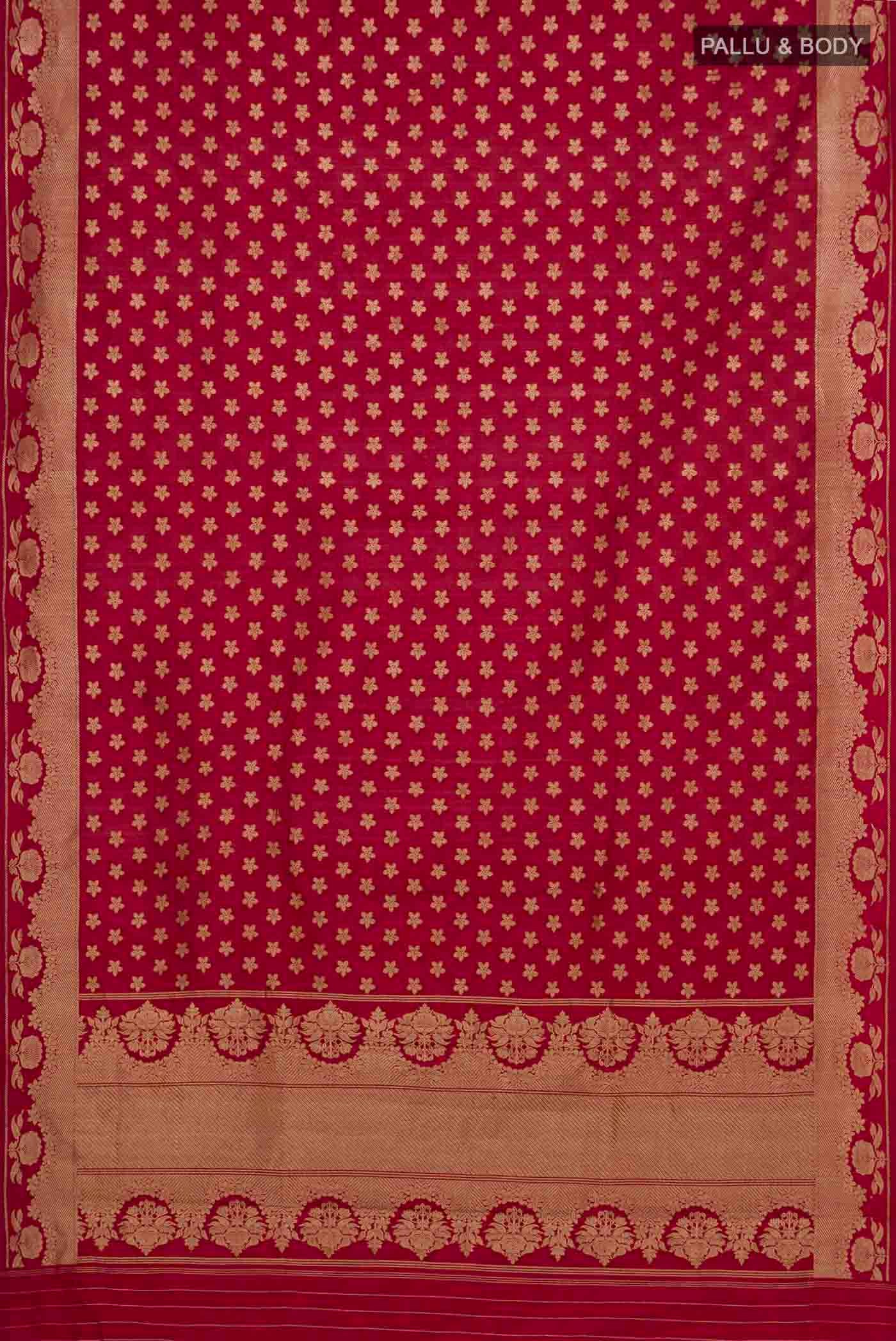 Gulal-Maroon Banarasi Katan Silk Saree - Image 6