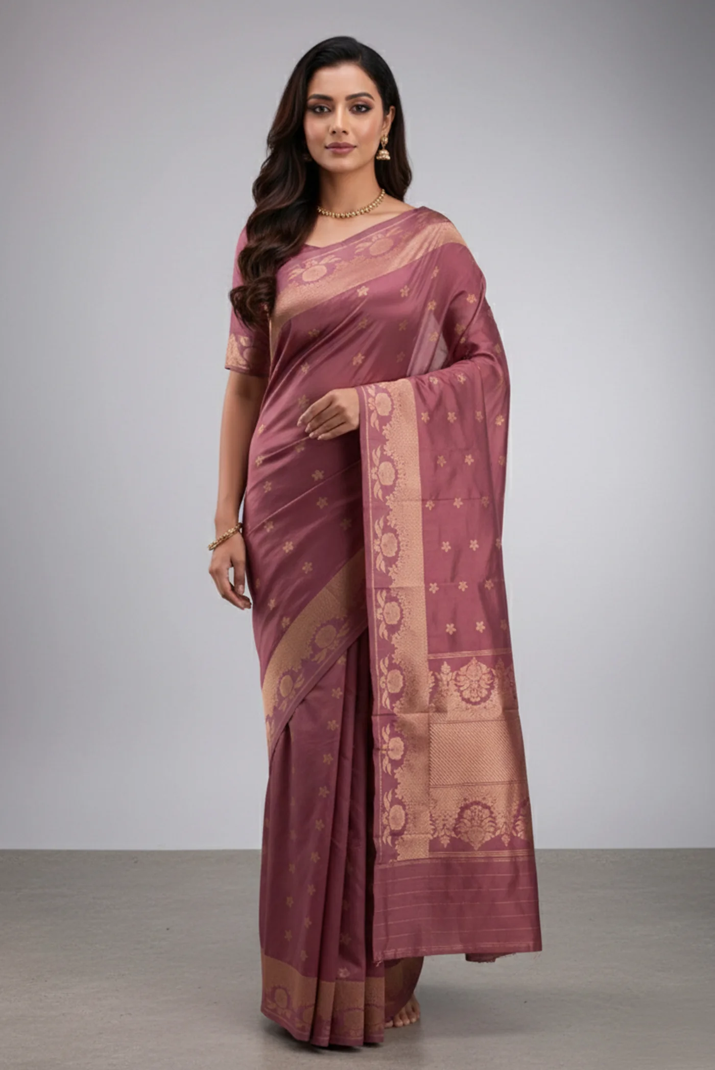 Gulal-Mauve Banarasi Katan Silk Saree